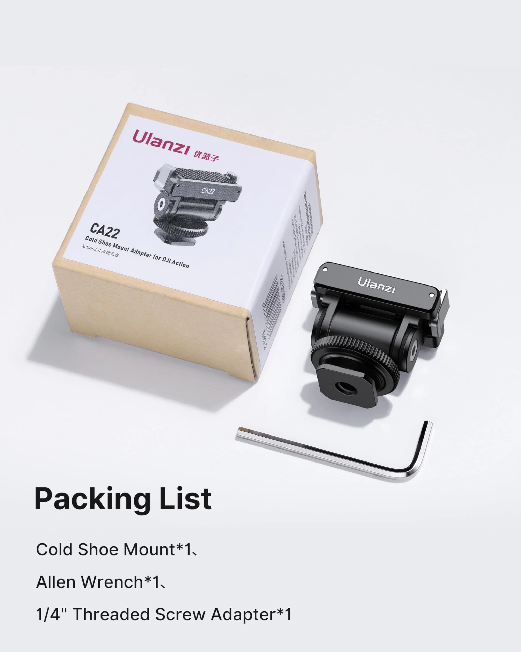 ULANZI CA22 Hot Shoe Cold Shoe Adapter Mount with 1/4'' Mount, Magnetic Quick Mount, 180° Tilt Adjustable, Universal Camera Accessory for DJI OSMO Action 3/4 - Image 7