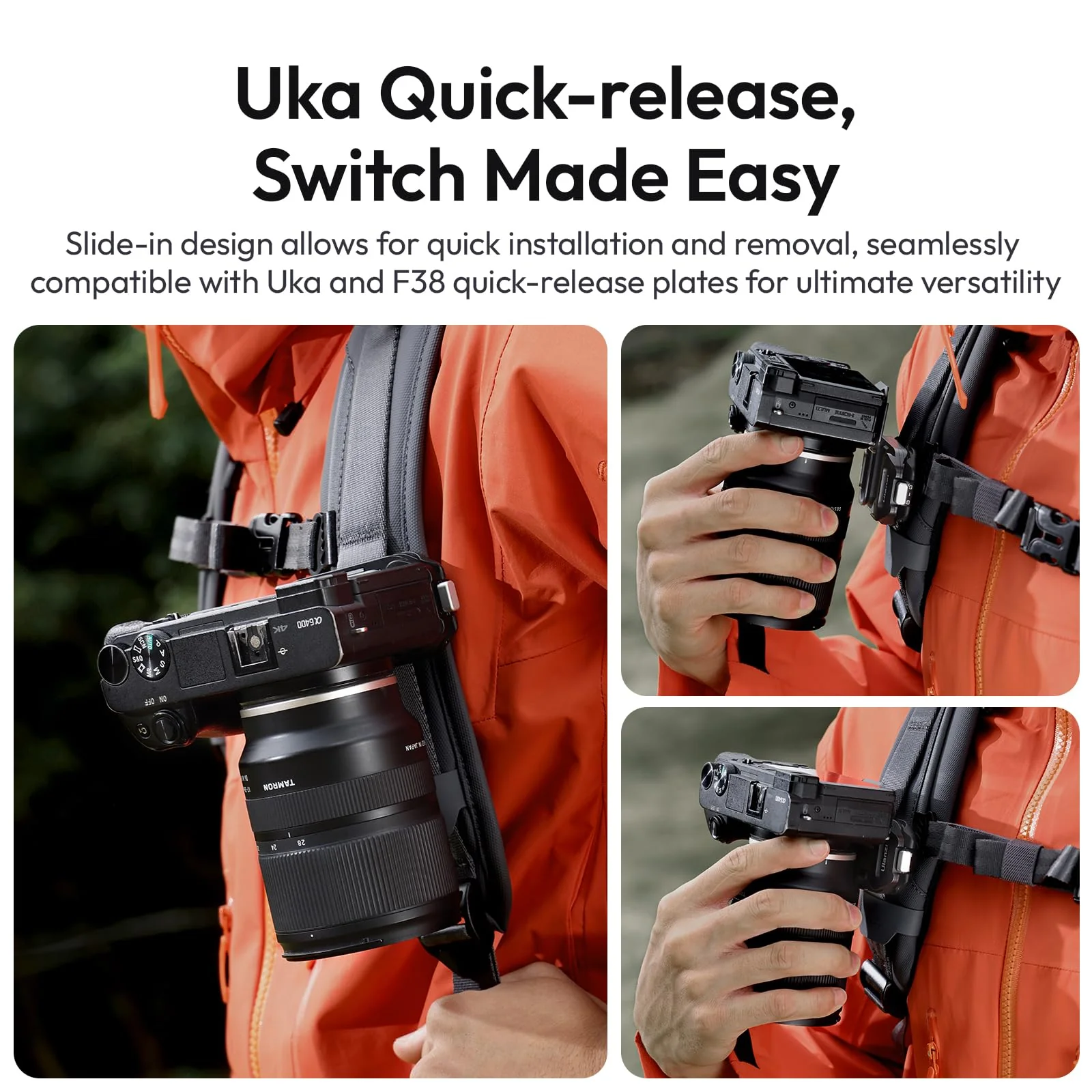 ULANZI Camera Backpack Strap Clip,w Plate Quick Release System, Compatible w Uka QR Plates, for Sony, Nikon, Fuji, DSLR Action Cam Mount, Bearable Load up to 10kg【Not Compatible w F38/Arca System】 - Image 6