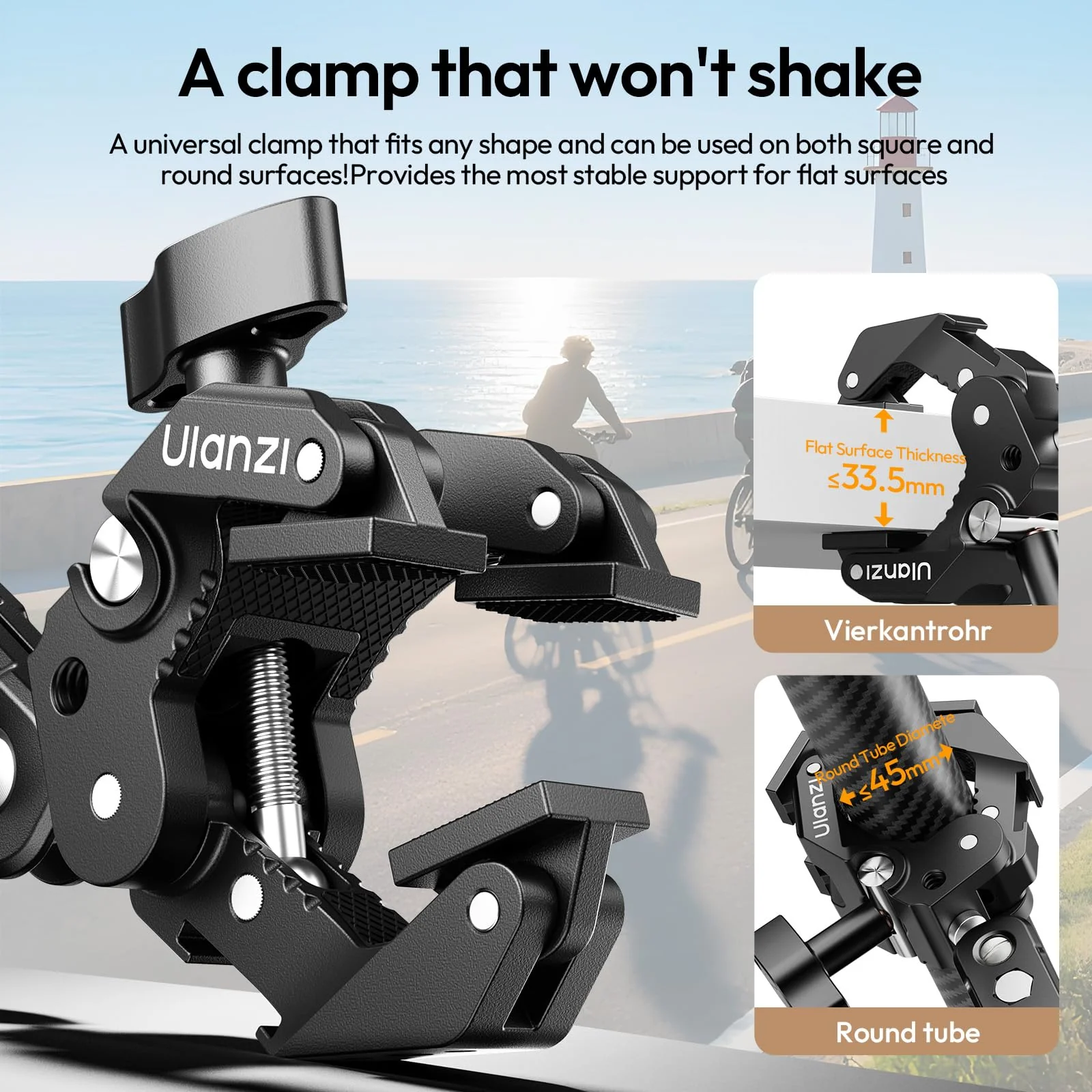 ULANZI CO78 Super Clamp Kit w Magic Arm, for Action Cam – 1/4" & ARRI Locating Pins + Cold Shoe Mount, 3-Jaw & Dual Ball Head Designed for Flexible, Low & High Angle Shot, Load Capacity Within 1kg - Image 3