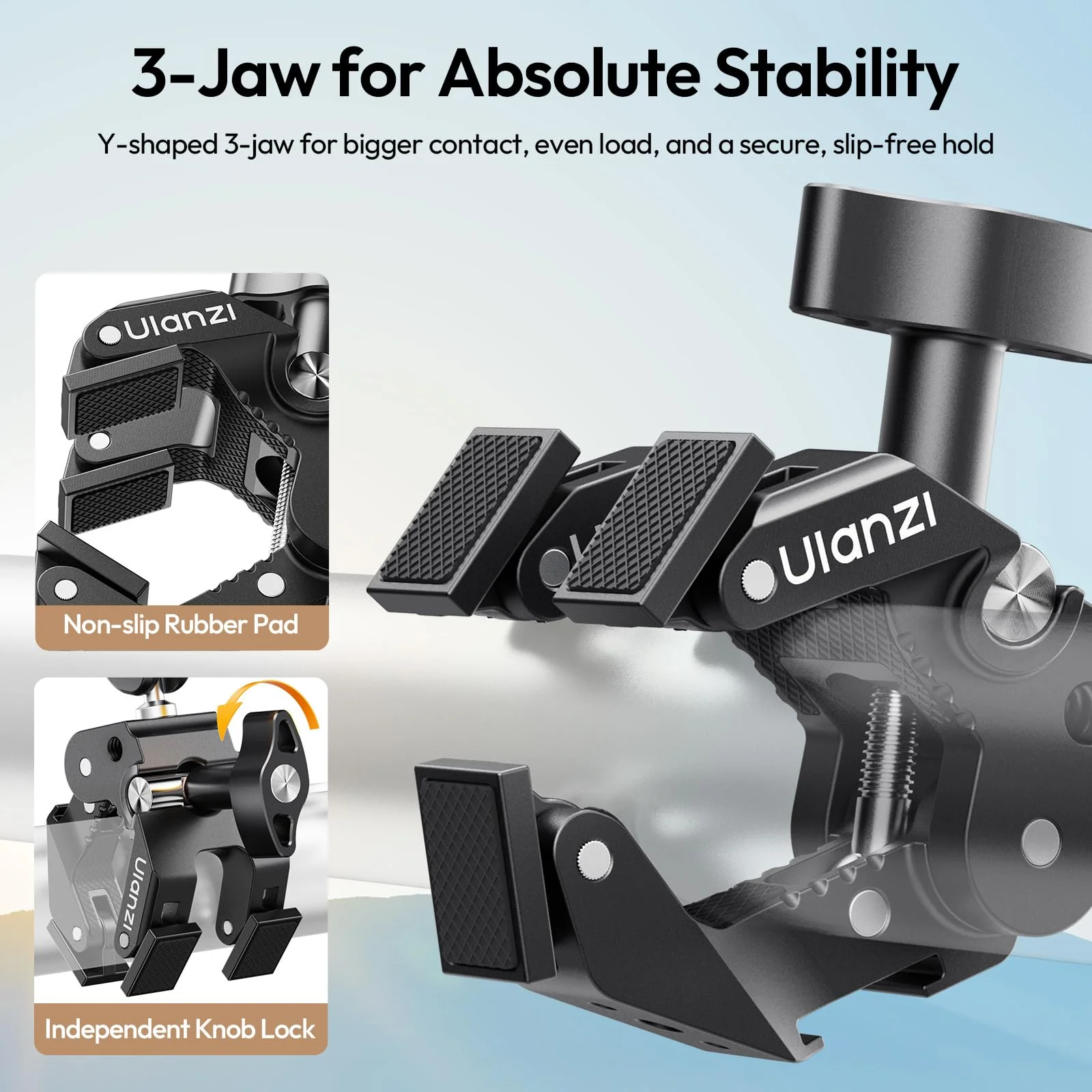 ULANZI CO78 Super Clamp Kit w Magic Arm, for Action Cam – 1/4" & ARRI Locating Pins + Cold Shoe Mount, 3-Jaw & Dual Ball Head Designed for Flexible, Low & High Angle Shot, Load Capacity Within 1kg - Image 4
