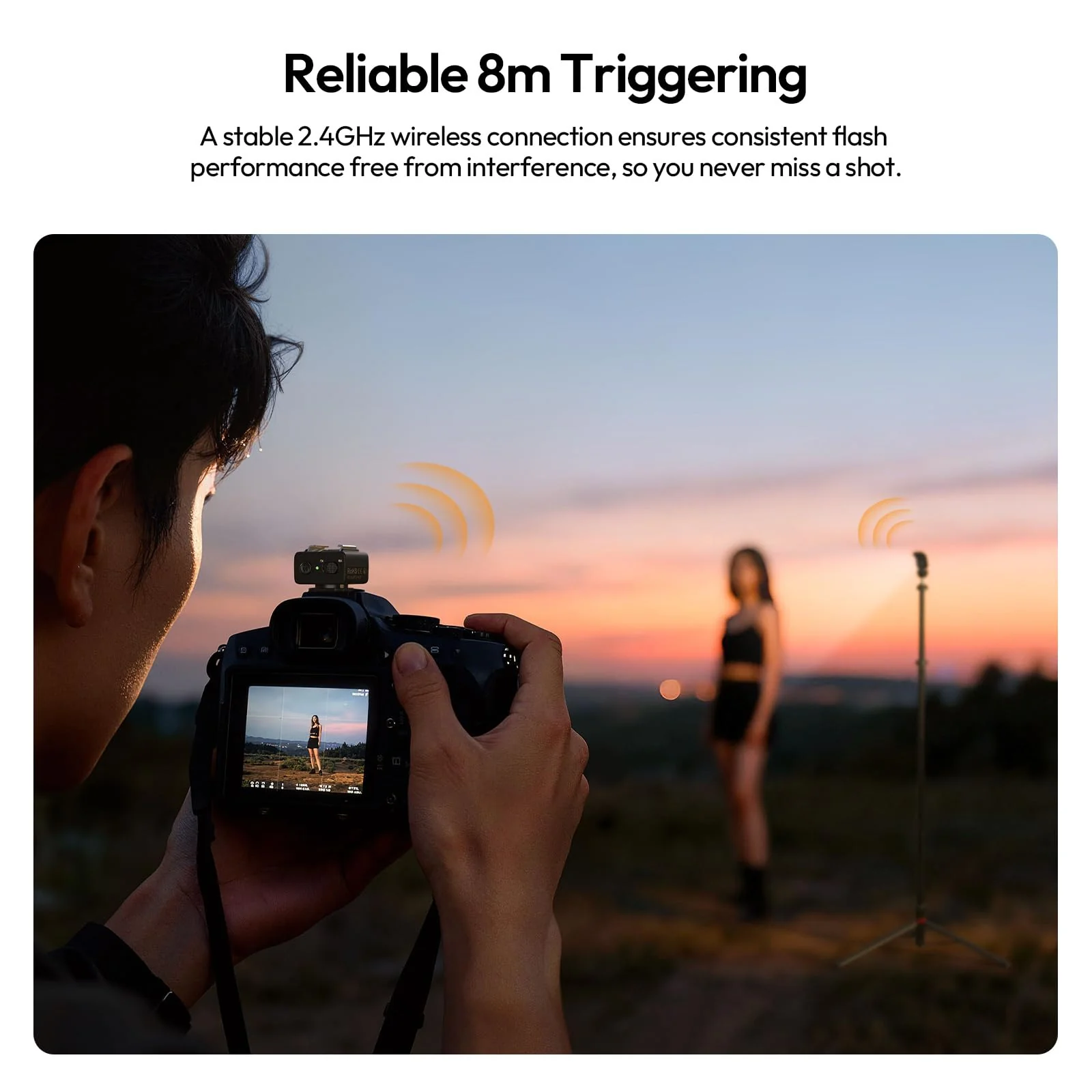 ULANZI LA10 Mini Flash Trigger for Sony, Canon, Nikon, Fujifilm, Olympus DSLR Cameras - 2.4G Wireless Flash Trigger Receiver & Transmitter, Off-Camera Flashes, Universal Hot Shoe, Multi-Light Setup - Image 4