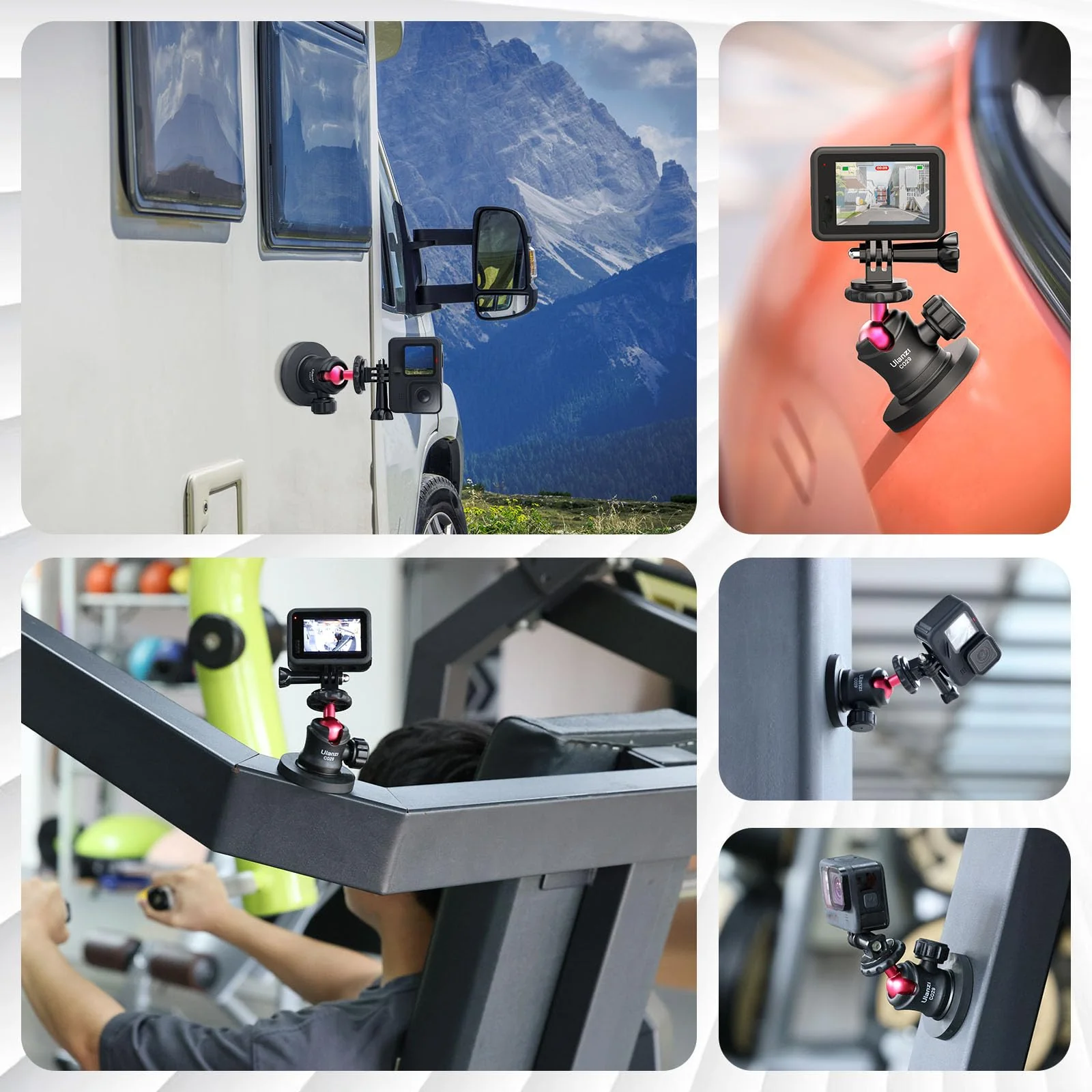 ULANZI Magnetic Camera Mount for Action Camera, Strong Magnetic Mount with 360° Rotation Ball Head and Built-in 6 Magnets, Compatible with Gopro Hero 13/12/11/10, DJI Osmo Action Osmo Nano, Insta360 - Image 5