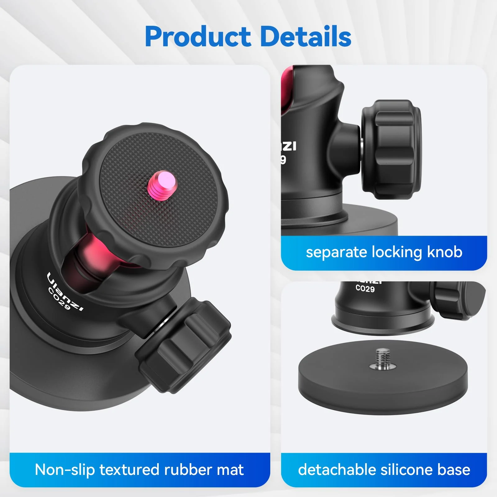 ULANZI Magnetic Camera Mount for Action Camera, Strong Magnetic Mount with 360° Rotation Ball Head and Built-in 6 Magnets, Compatible with Gopro Hero 13/12/11/10, DJI Osmo Action Osmo Nano, Insta360 - Image 6