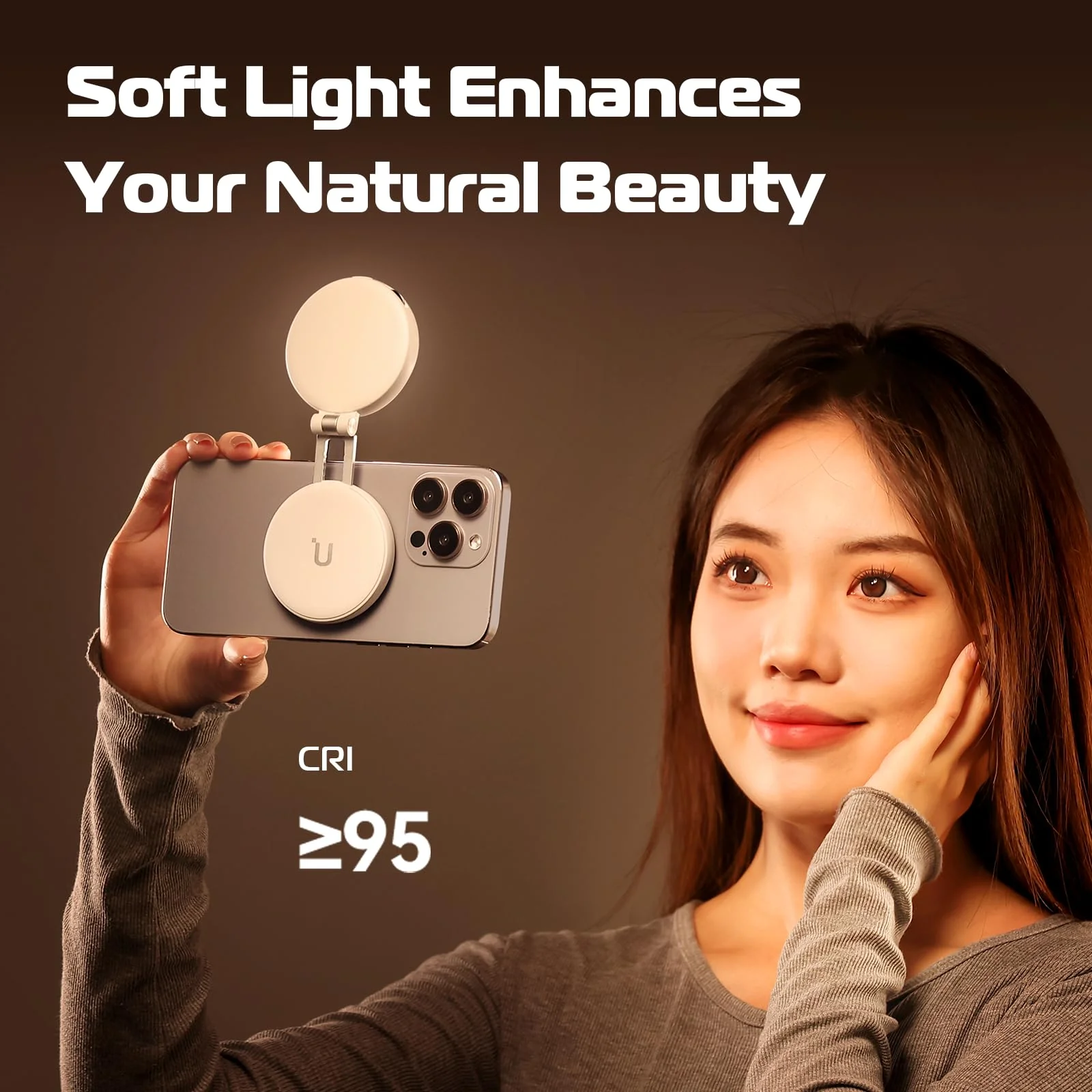 ULANZI Magnetic Selfie Light, LED Fill Light Compatible with Magsafe, LED Selfie Ring Light Included Sticky Ring for Phones, for Selfies/Photography/TikTok/Zoom Calls/Video Conference Color Black - Image 5