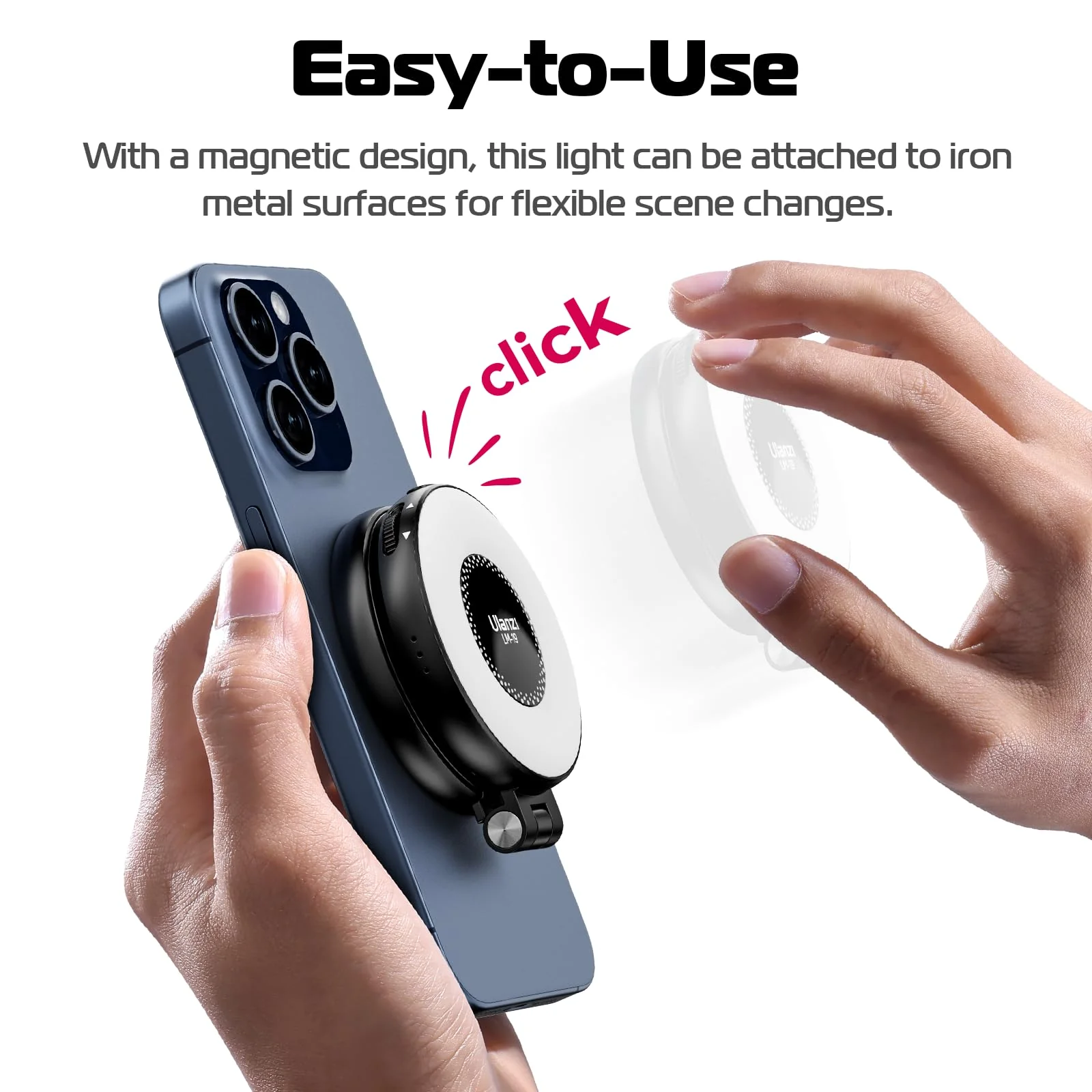 ULANZI Magnetic Selfie Light, LED Fill Light Compatible with Magsafe, LED Selfie Ring Light Included Sticky Ring for Phones, for Selfies/Photography/TikTok/Zoom Calls/Video Conference Color Black - Image 6