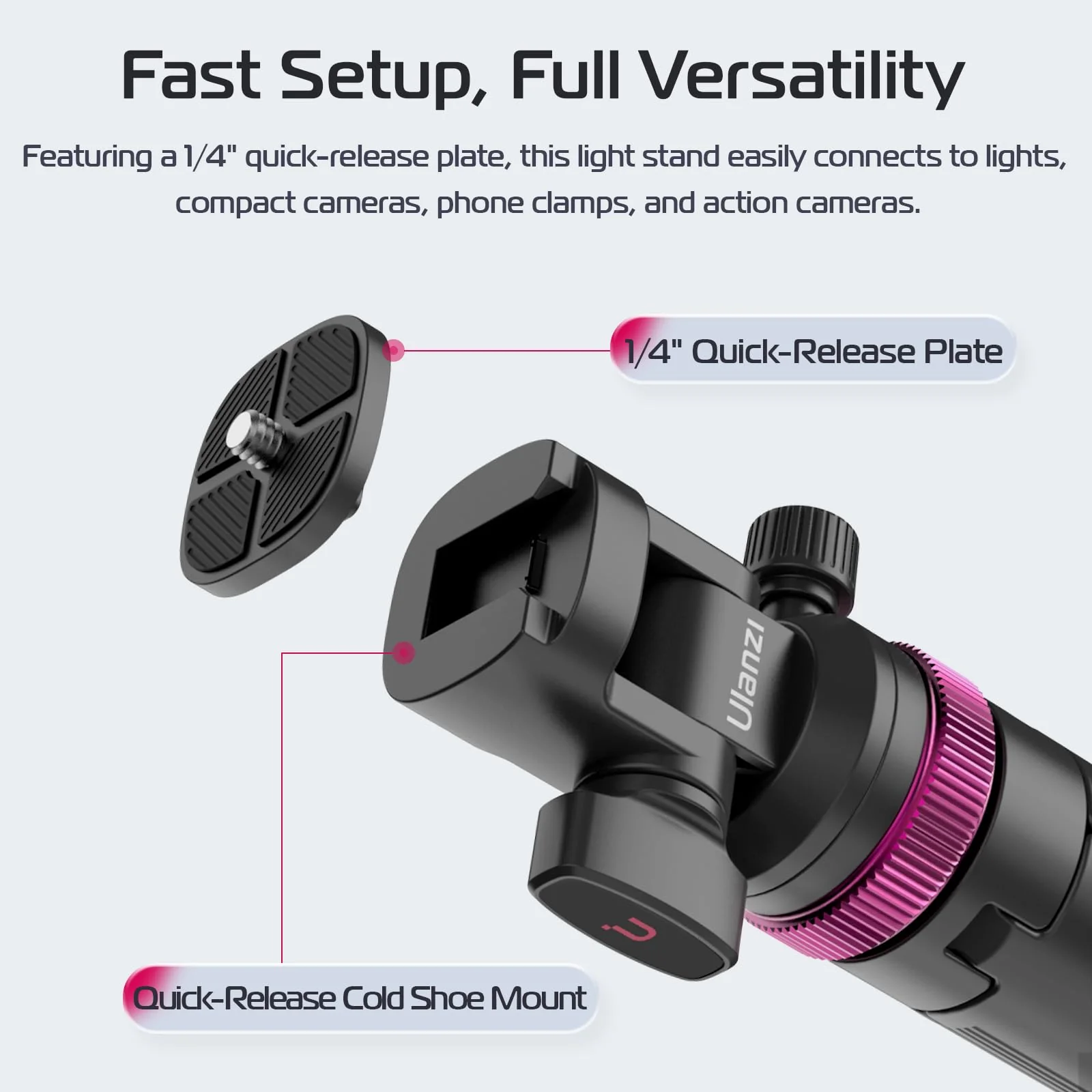 ULANZI MT-89 Extendable Tripod Aluminum, 82" Portable Adjustable Light Stand with 1/4" Screw Quick Release, Camera Phone Tripod for Camera Video Light Smartphone, Lightweight for Travel,Up Load 2.2LBS 82 inch-Original Version - Image 3