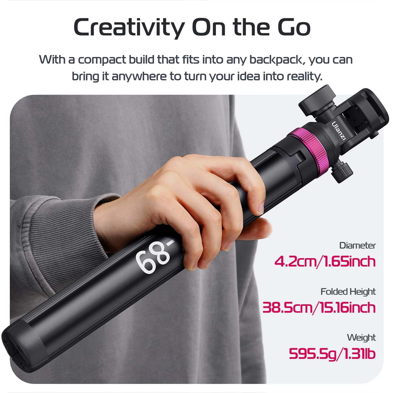 ULANZI MT-89 Extendable Tripod Aluminum, 82" Portable Adjustable Light Stand with 1/4" Screw Quick Release, Camera Phone Tripod for Camera Video Light Smartphone, Lightweight for Travel,Up Load 2.2LBS 82 inch-Original Version - Image 5