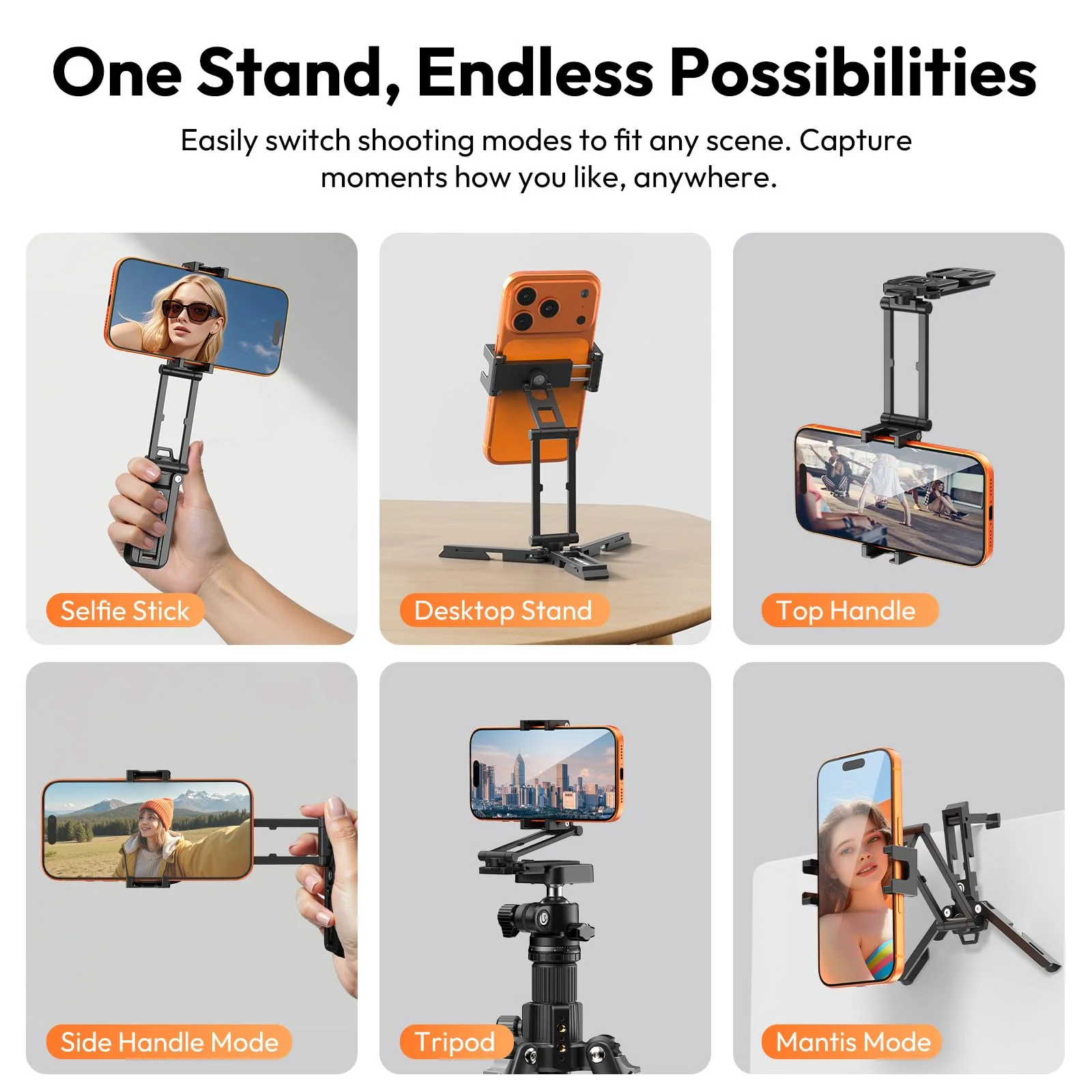 ULANZI Phone Tripod Mount with Arca Uka Base, Foldable Mini Tripod with 2 Cold Shoes Handheld Grip Compatible with iPhone17/16/15/ Android, Metal Phone Clamp for Desktop Vlogging Travel - Image 2