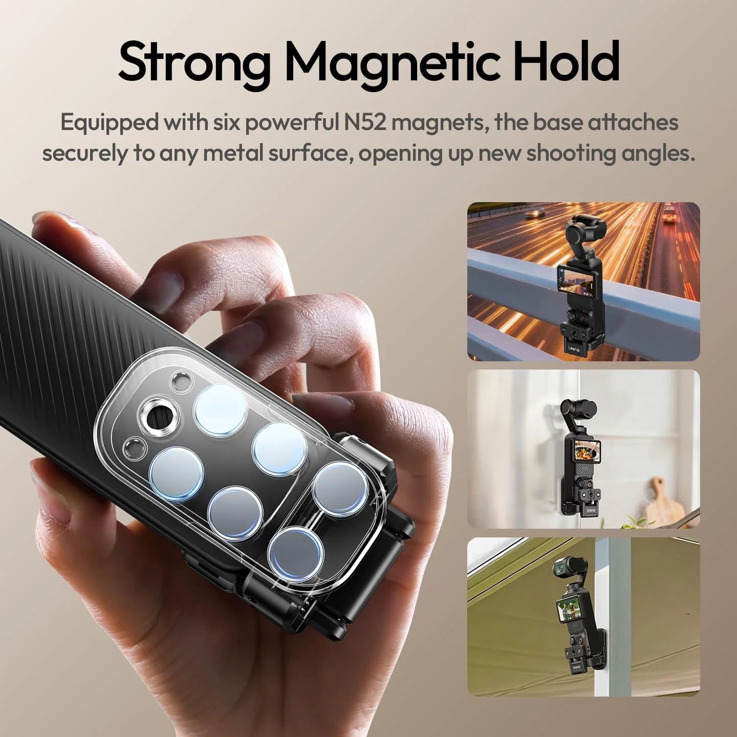 ULANZI PK16 Magnetic Mount Stand Compatible with DJI OSMO Pocket 3, 270° Adjustable Camera Mount, 1/4'' Mount Foldable Quick Release Camera Stand Base for Indoor Shooting Vlog Live Streaming Gym Video - Image 7