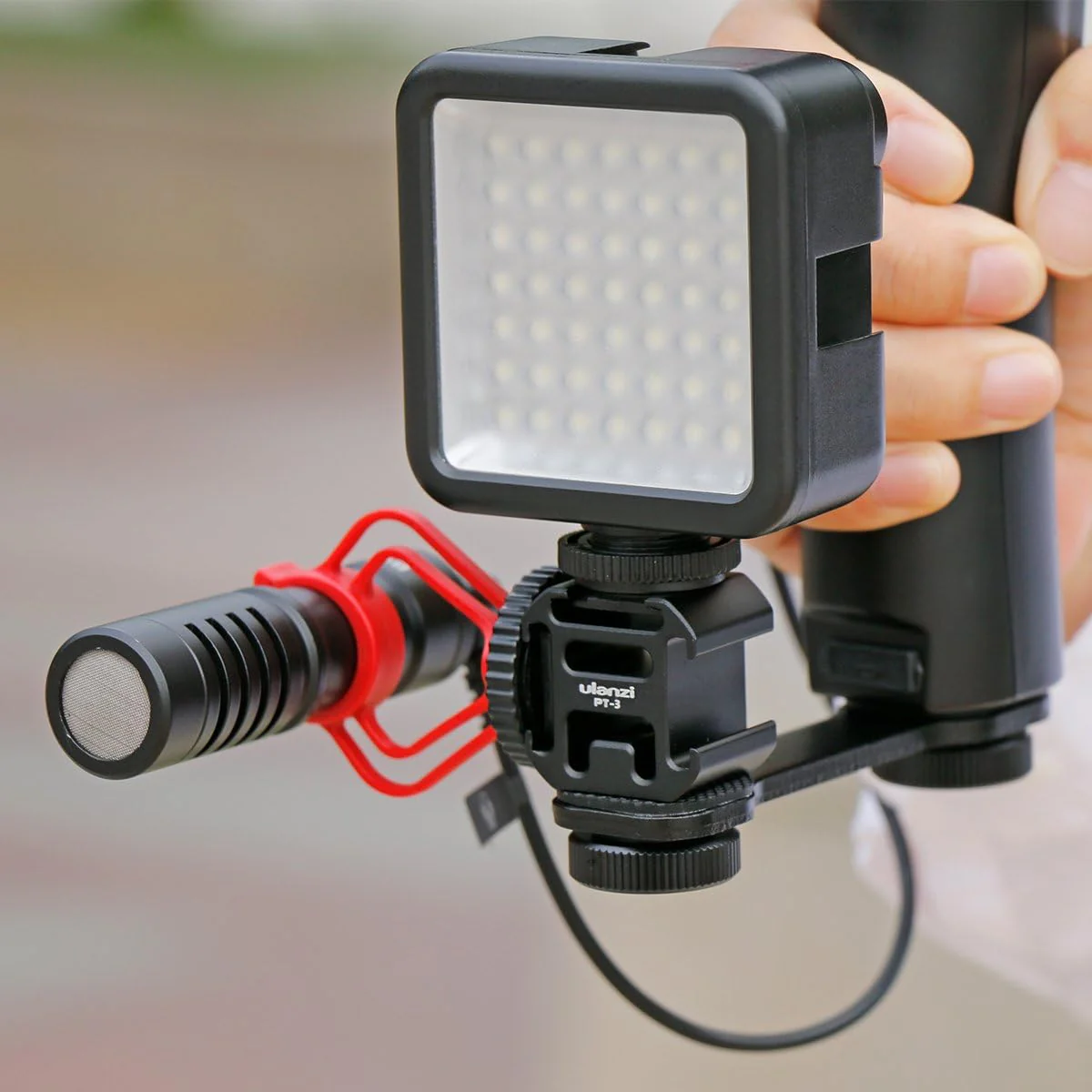 ULANZI PT-3 Triple Cold Shoe Mounts Plate Microphone Led Video Light Extension Bracket Microphone Stand Rig Compatible for DJI OSMO Mobile 3 2 OM 4 Zhiyun Smooth 4/Feiyu Vimble 2 Gimbal Stabilizer - Image 2
