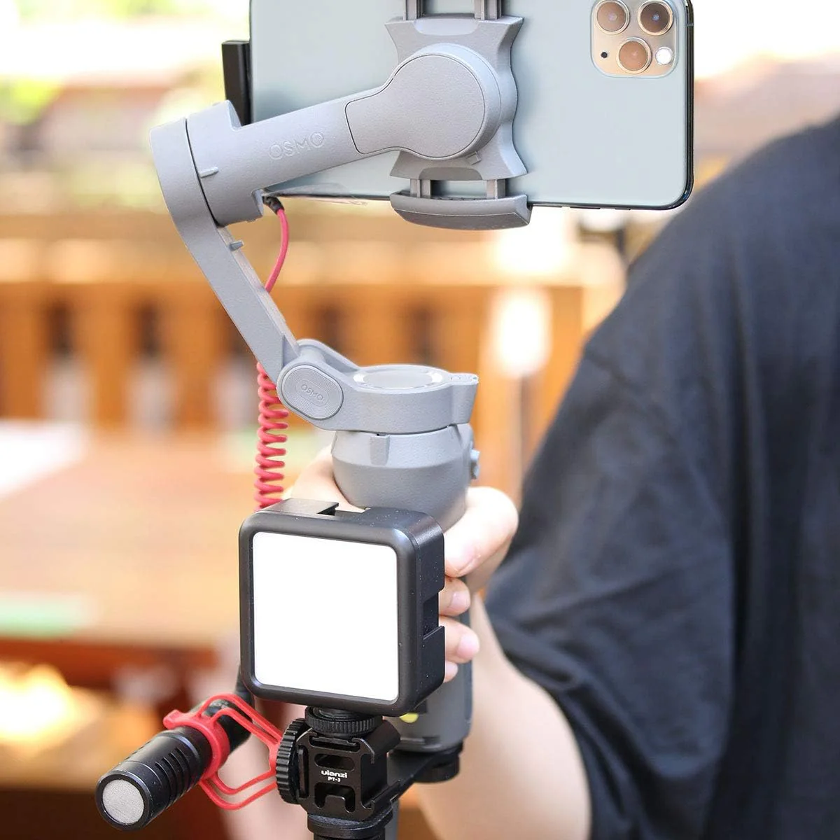 ULANZI PT-3 Triple Cold Shoe Mounts Plate Microphone Led Video Light Extension Bracket Microphone Stand Rig Compatible for DJI OSMO Mobile 3 2 OM 4 Zhiyun Smooth 4/Feiyu Vimble 2 Gimbal Stabilizer - Image 4