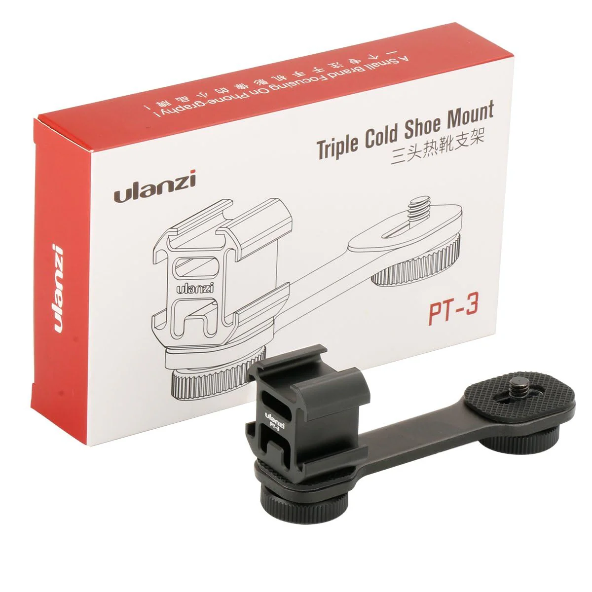 ULANZI PT-3 Triple Cold Shoe Mounts Plate Microphone Led Video Light Extension Bracket Microphone Stand Rig Compatible for DJI OSMO Mobile 3 2 OM 4 Zhiyun Smooth 4/Feiyu Vimble 2 Gimbal Stabilizer - Image 7