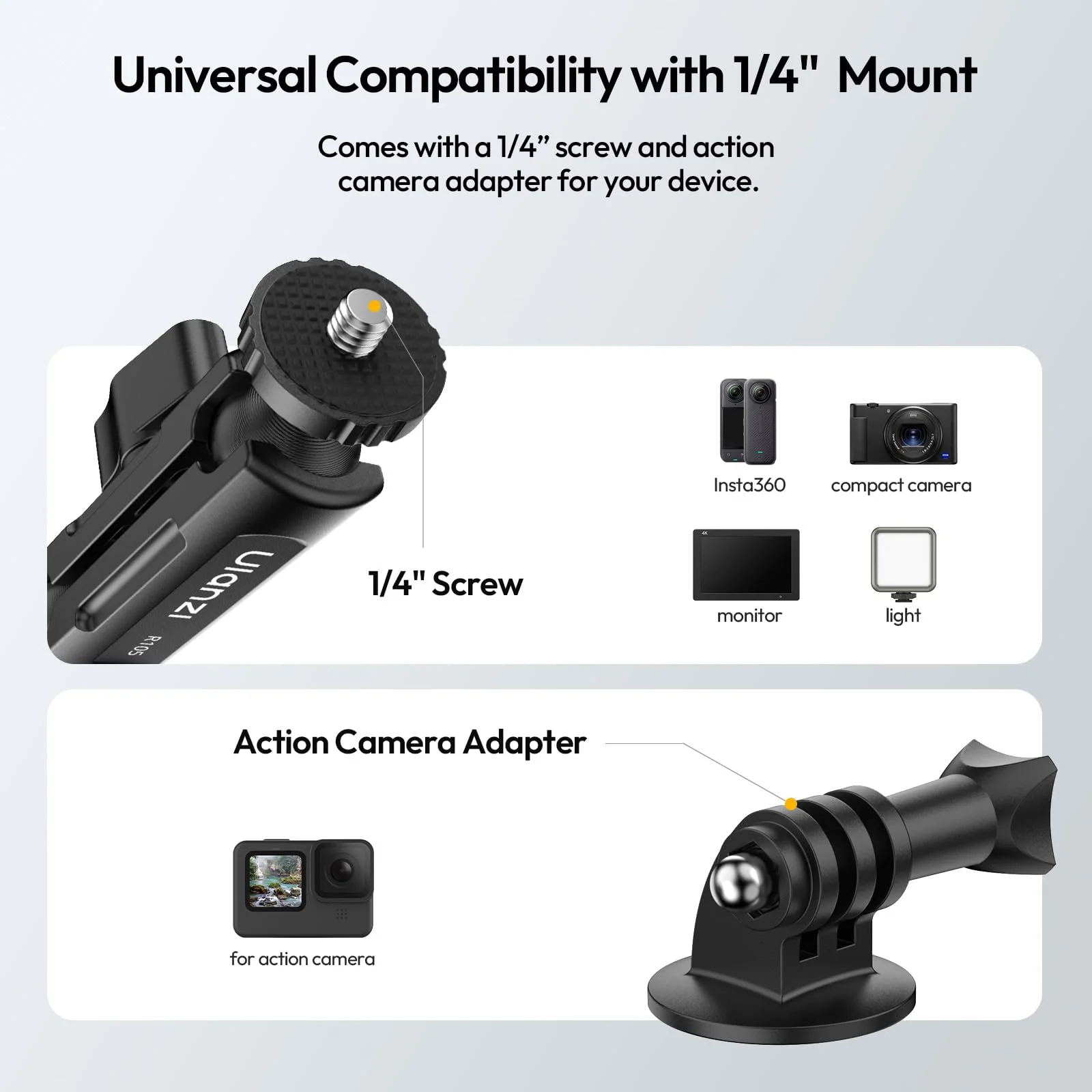 ULANZI R105 Super Clamp Camera Mount with 360° Dual Ballhead Magic Arm, Sturdy Y-Shaped 3-Claw Camera Clamp Mount for GoPro Hero 13/12/11/10/9, Insta360 X5/X4, DJI Osmo Pocket 3/2 Action 5 Pro/4 - Image 3