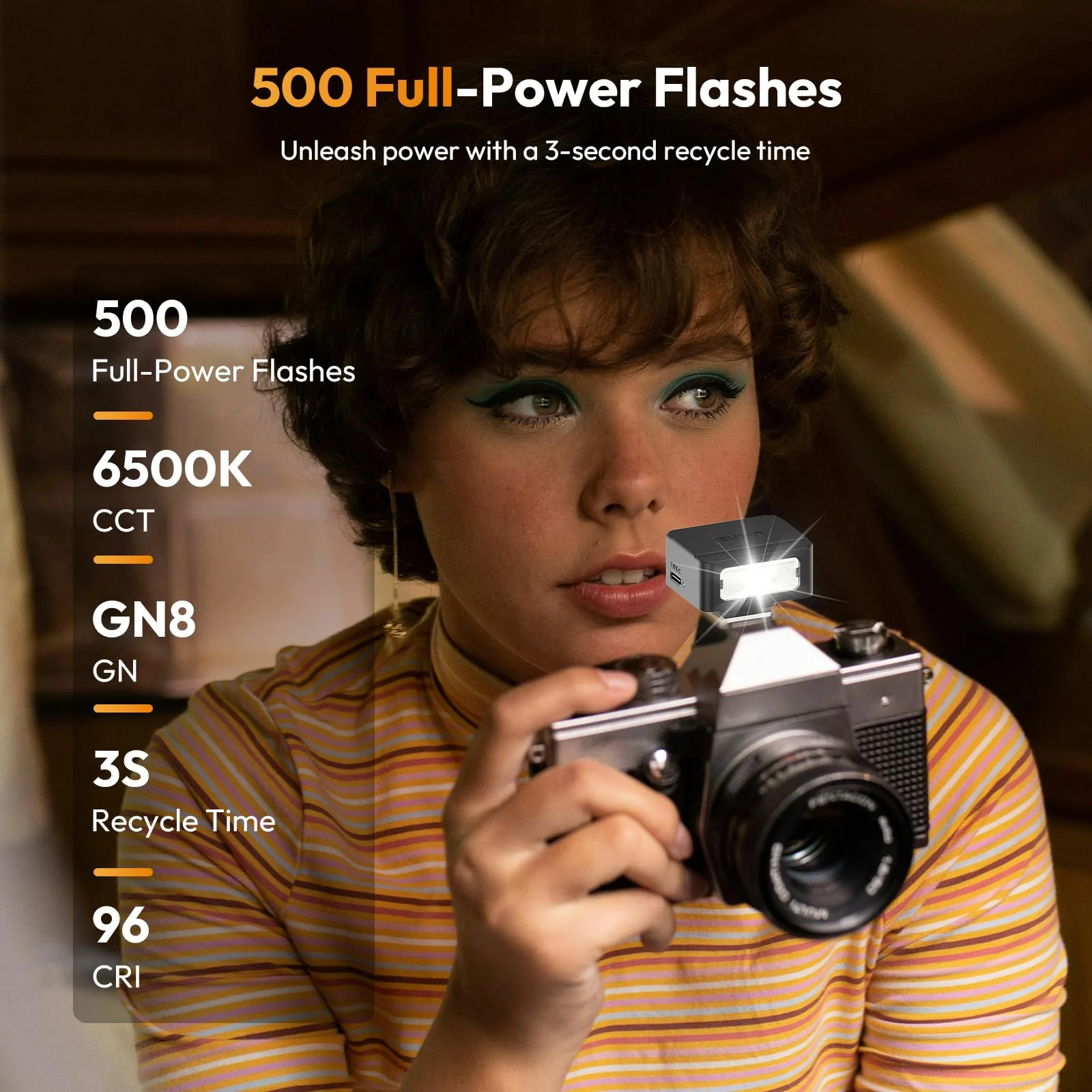 ULANZI SL01 Mini Camera Flash, GN8 6500K Mini Flash Speedlite, 4 Power Levels, Compatible with Sony ZV-1/ZV-E10/Canon/Nikon/Fuji/Panasonic/Leica/Olympus, 【Not Fits Sony ZV-1F】 SL01-Mini Flash Speedlite - Image 3