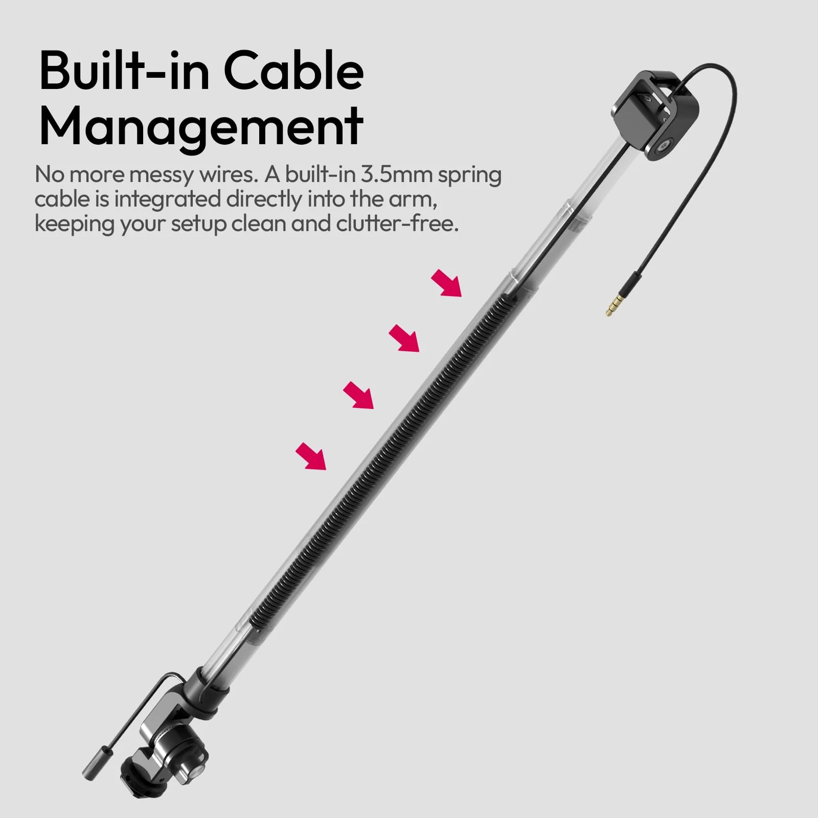 ULANZI ZJ08 Extendable Cold Shoe Mic Arm Pole with Built-in 3.5mm Audio Cable, 3 Section Aluminum Microphone Boom Pole for Cold Shoe Microphones, Angle Length Adjustable, 1KG Max Load - Image 2