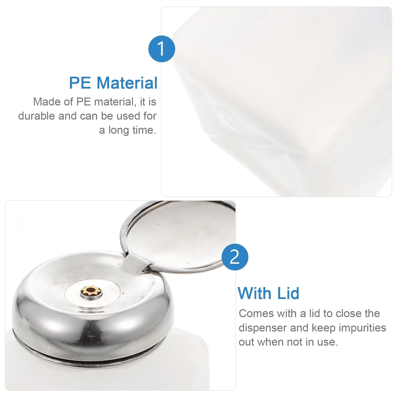 ULTECHNOVO 2 Pack Push Down Alcohol Dispenser Empty Lockable Antistatic Pump Bottles Square Plastic Bottles White 100ml 100 ml - Image 3