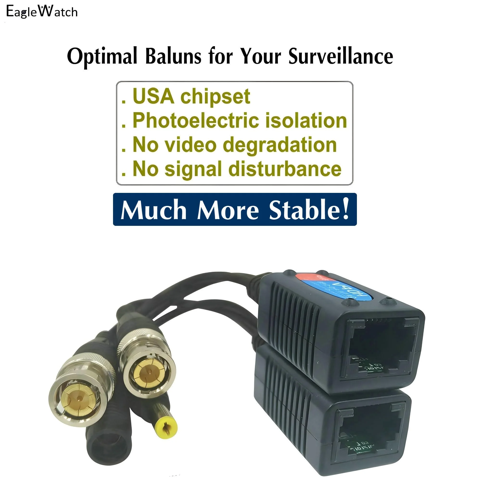 Ultra-Compact Video Balun 8-Pack | 4 Pairs Passive BNC to RJ45 Adapter | Power-Included CAT5 Converter | Enhanced 1080P-8MP Analog Surveillance Camera Ethernet Transceiver - Image 2