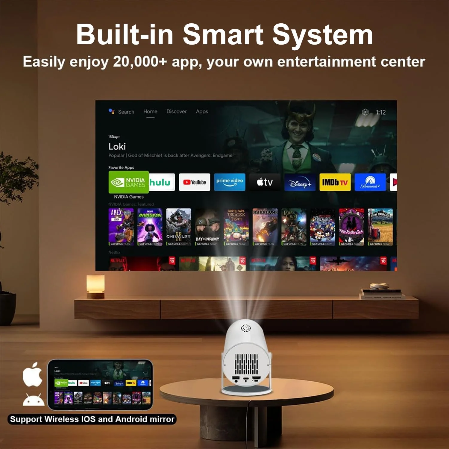 [Ultra-Slim 2.69 " 丨High Brightness] HY300 Pro Projector, Portable 4K Projector with WiFi Bluetooth Android 13 1080P Support, Auto Keystone Correction，Compact Design for Home Theater, and Gaming. - Image 2