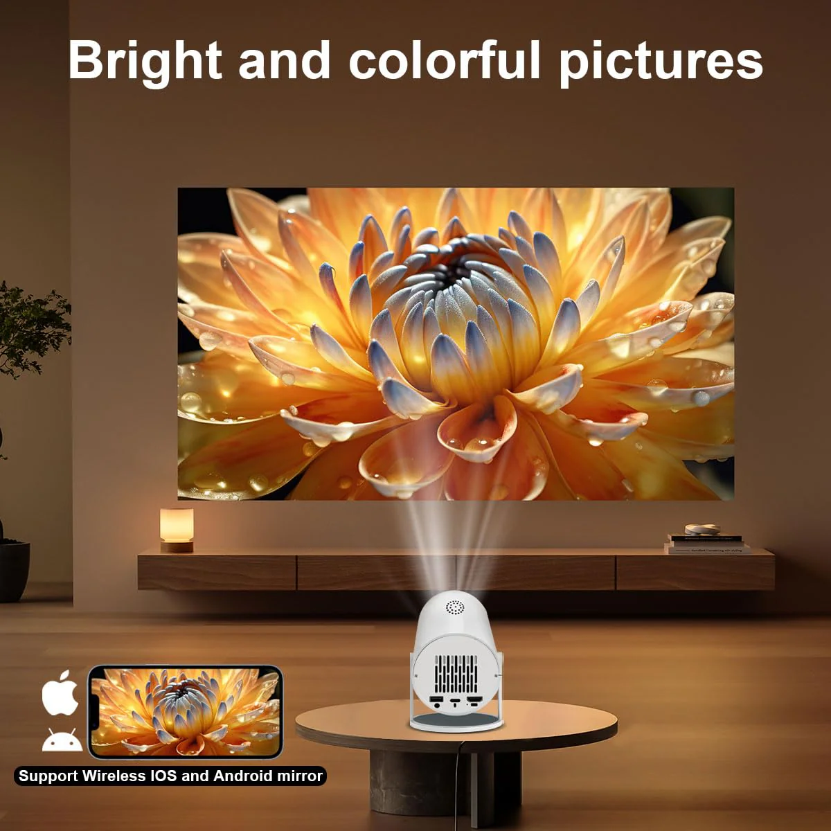[Ultra-Slim 2.69 " 丨High Brightness] HY300 Pro Projector, Portable 4K Projector with WiFi Bluetooth Android 13 1080P Support, Auto Keystone Correction，Compact Design for Home Theater, and Gaming. - Image 4