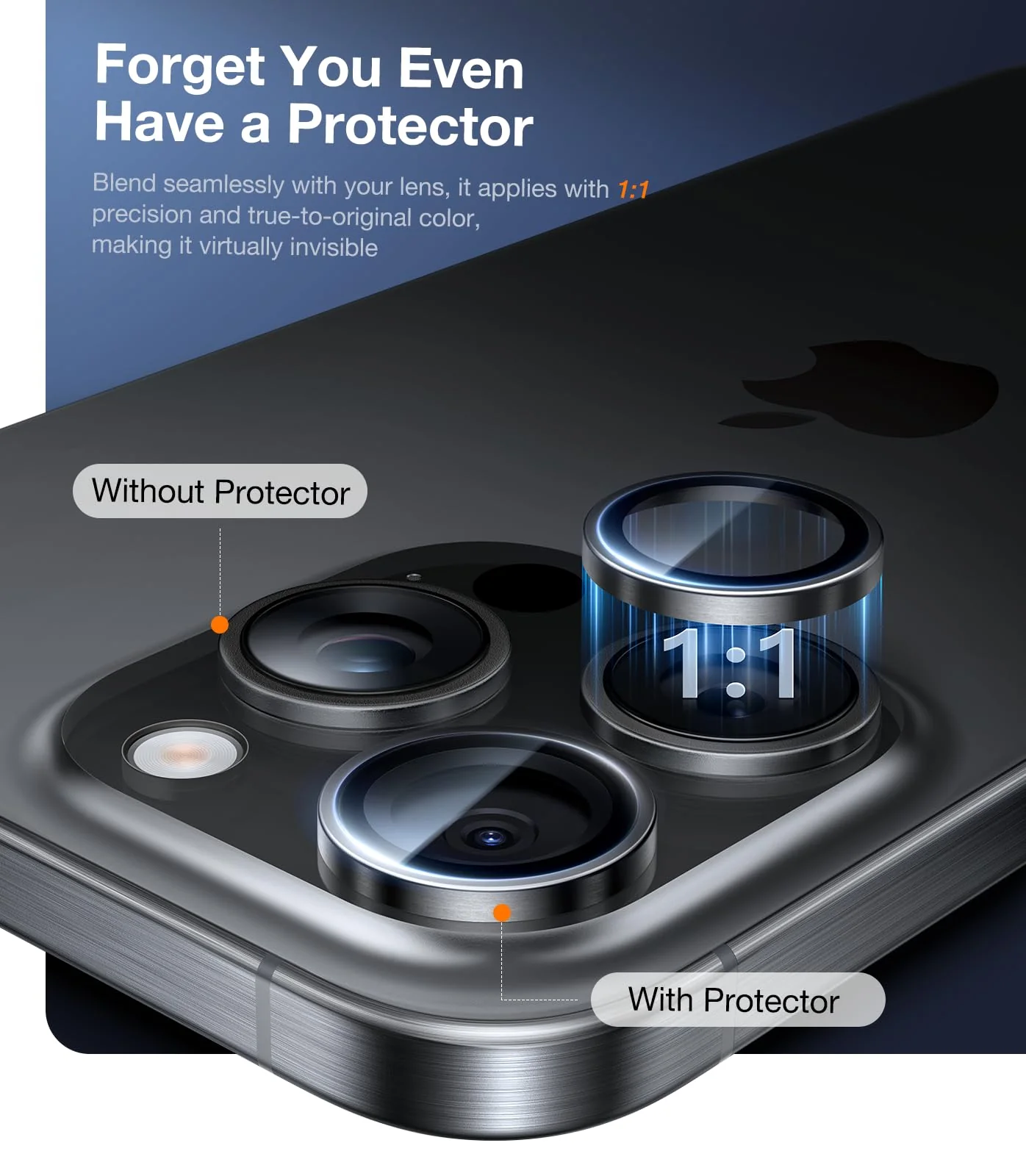 UltraGlass for iPhone 16 Pro Max/16 Pro Camera Lens Protector [NO.1 Military Grade Shatterproof] iPhone 16 Pro Max Camera Protector, 16 Pro Lens Cover [Longest Durable] Easy Install, Black Titanium iPhone 16 Pro, 16 Pro Max - Image 5