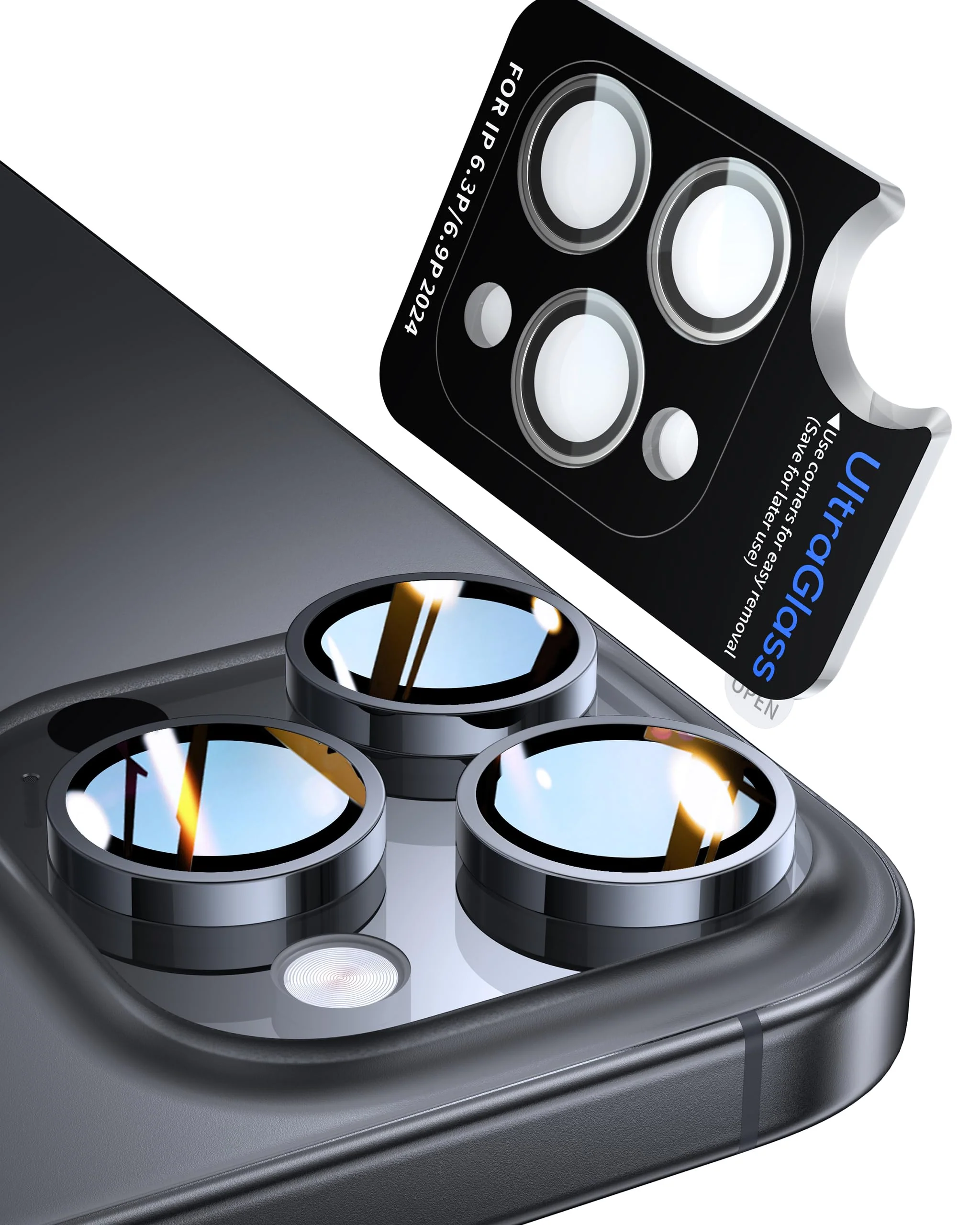 UltraGlass for iPhone 16 Pro Max/16 Pro Camera Lens Protector [NO.1 Military Grade Shatterproof] iPhone 16 Pro Max Camera Protector, 16 Pro Lens Cover [Longest Durable] Easy Install, Black Titanium iPhone 16 Pro, 16 Pro Max - Image 9