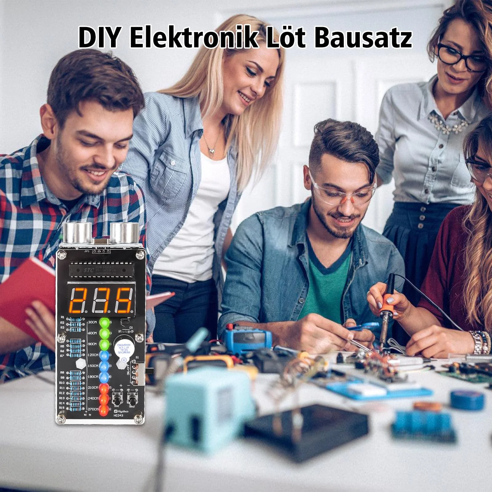 Ultrasonic Rangefinder Soldering Kit, ElektoLoter HC-SR04 Distance Sensor DIY Electronic Kit with LED Indicators, STEM Soldering Learning for Home and School Education as well as Daily Use - Image 3