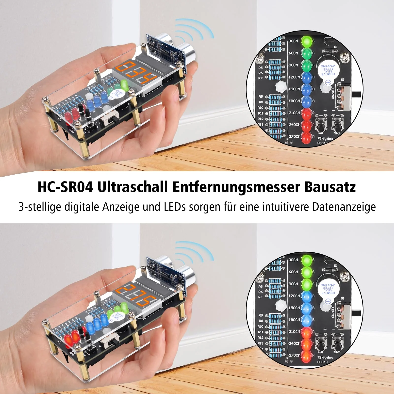 Ultrasonic Rangefinder Soldering Kit, ElektoLoter HC-SR04 Distance Sensor DIY Electronic Kit with LED Indicators, STEM Soldering Learning for Home and School Education as well as Daily Use - Image 4