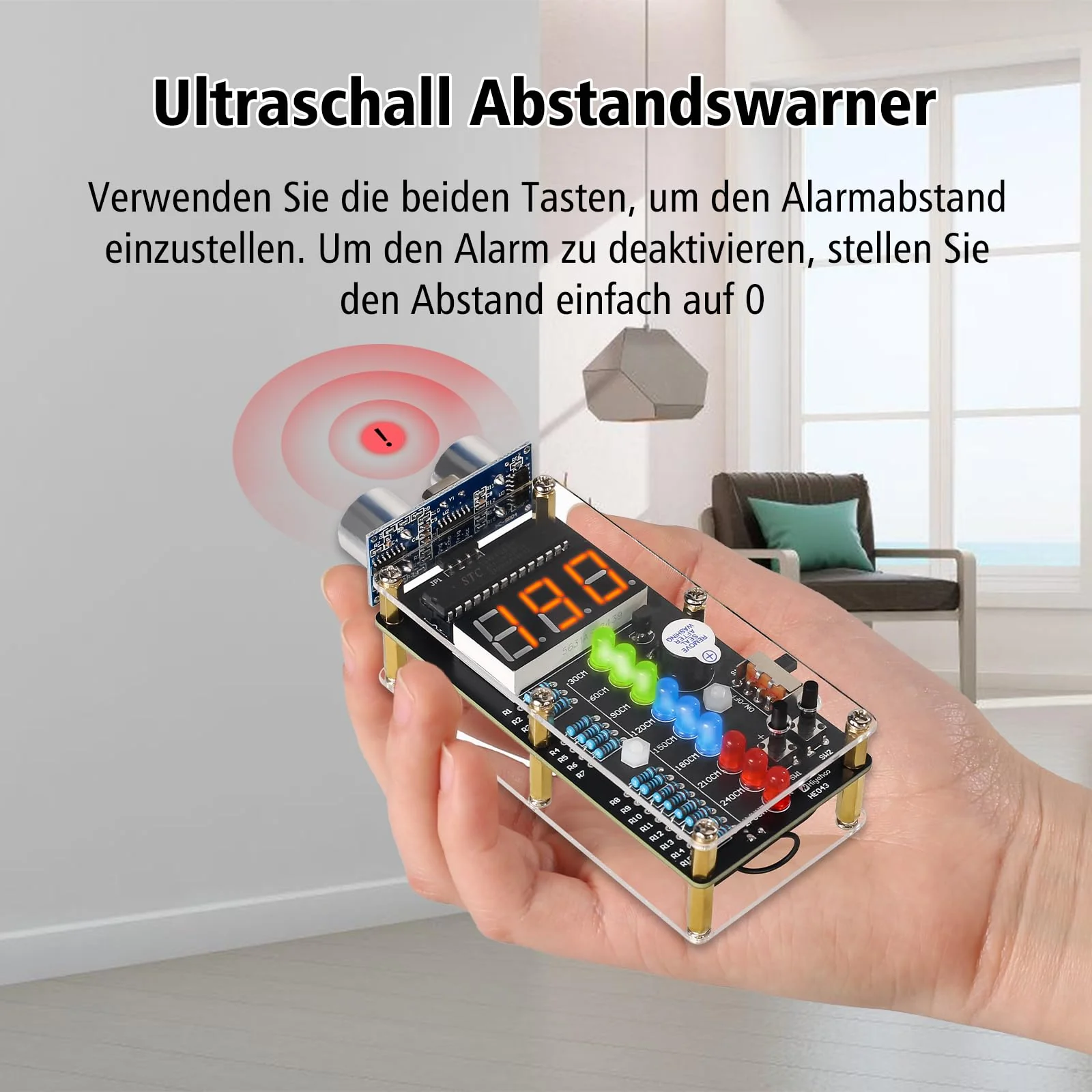 Ultrasonic Rangefinder Soldering Kit, ElektoLoter HC-SR04 Distance Sensor DIY Electronic Kit with LED Indicators, STEM Soldering Learning for Home and School Education as well as Daily Use - Image 5