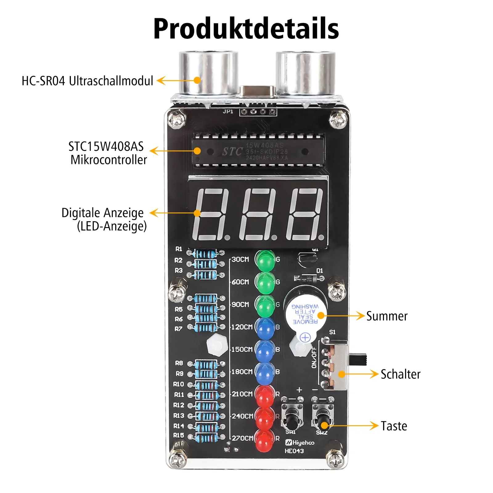 Ultrasonic Rangefinder Soldering Kit, ElektoLoter HC-SR04 Distance Sensor DIY Electronic Kit with LED Indicators, STEM Soldering Learning for Home and School Education as well as Daily Use - Image 6