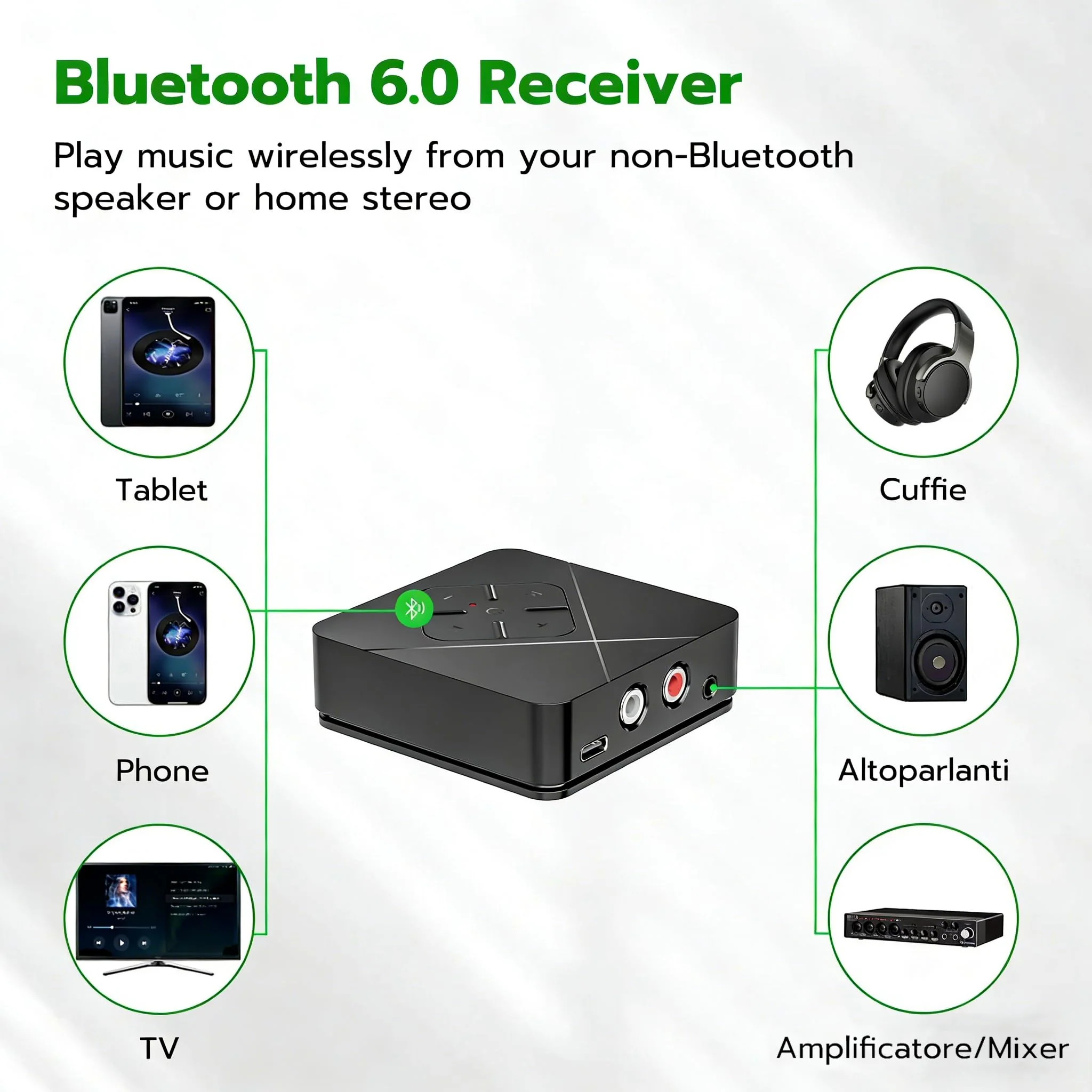 Ultrbeka 2026 Bluetooth 6.0 Receiver for Home Stereo with 3.5mm/RCA, Bluetooth Adapter for Stereo Receiver, Amplifier, Speaker, HiFi Black - Image 2
