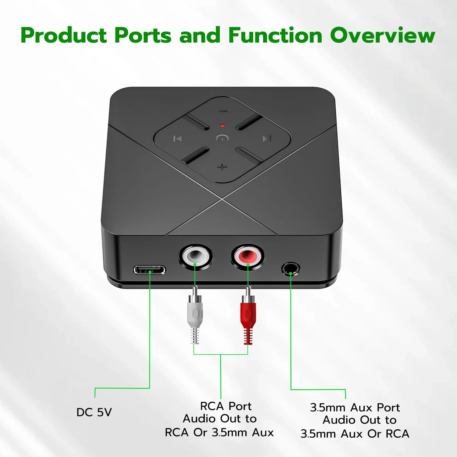Ultrbeka 2026 Bluetooth 6.0 Receiver for Home Stereo with 3.5mm/RCA, Bluetooth Adapter for Stereo Receiver, Amplifier, Speaker, HiFi Black - Image 4