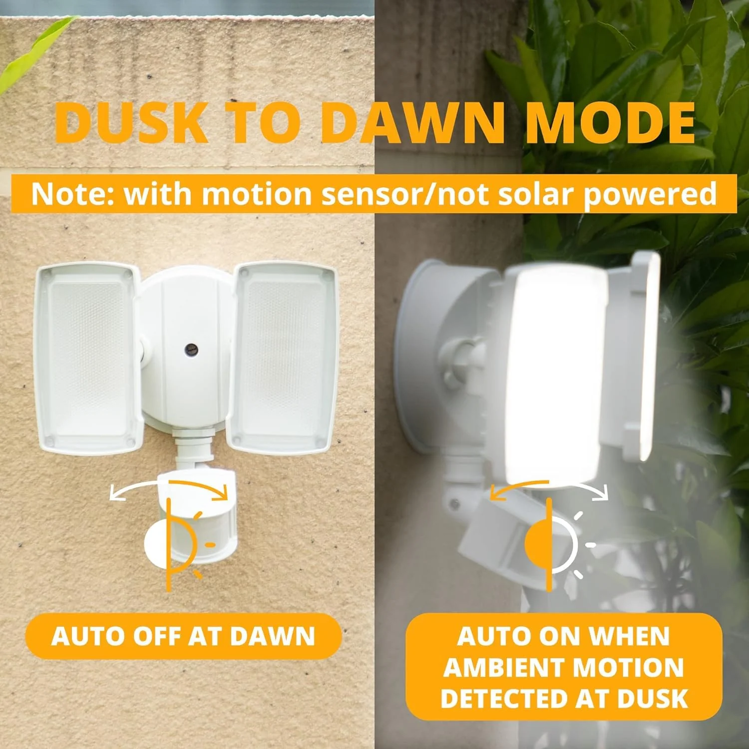 UME 19W LED Security Lights Motion Sensor Light Outdoor, 2000LM Motion Flood Light, 5000K, IP65 Waterproof, 2 Adjustable Head Motion Detector Security Light for Exterior,Outside,Garage,Yard(White) 1pack White - Image 4