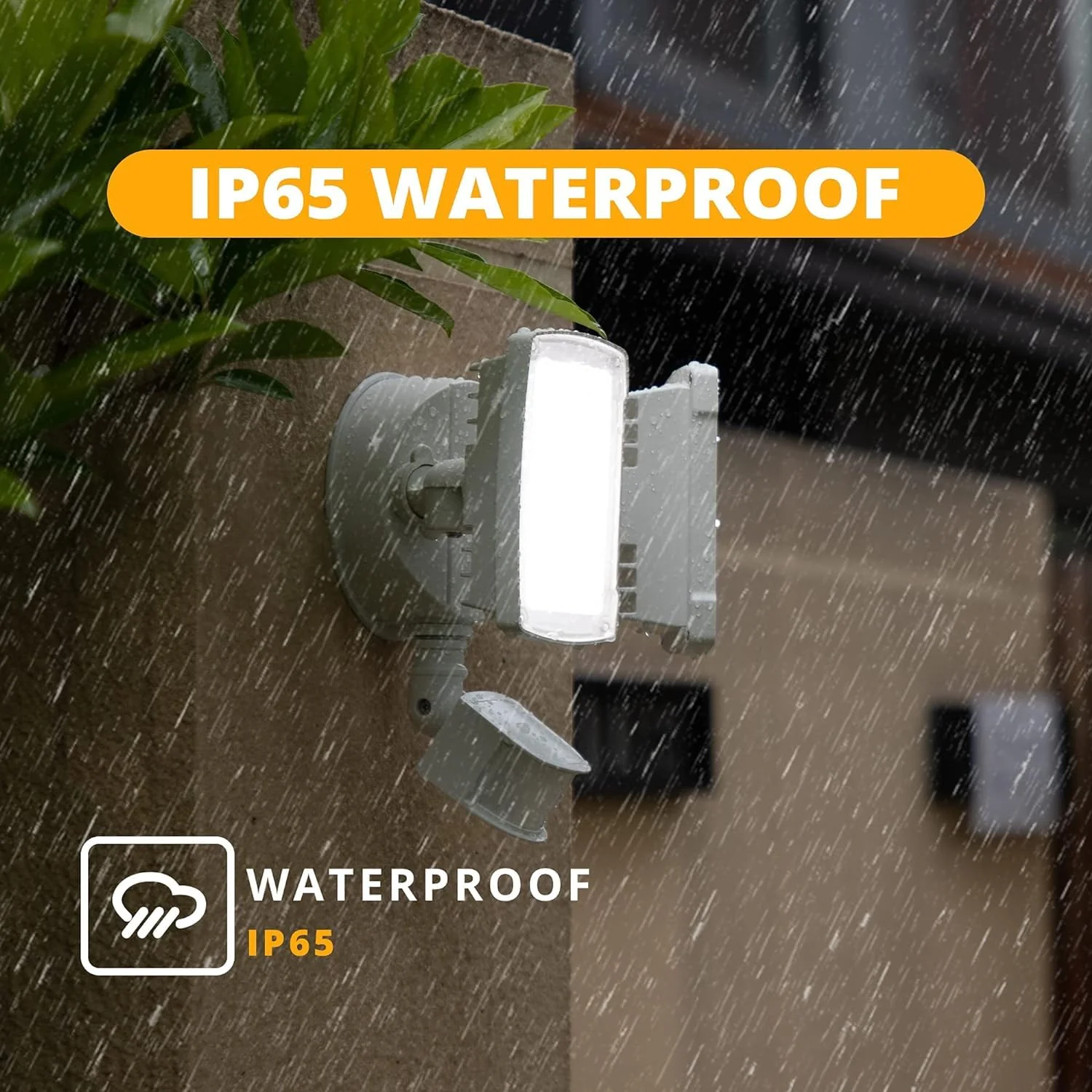 UME 19W LED Security Lights Motion Sensor Light Outdoor, 2000LM Motion Flood Light, 5000K, IP65 Waterproof, 2 Adjustable Head Motion Detector Security Light for Exterior,Outside,Garage,Yard(White) 1pack White - Image 6