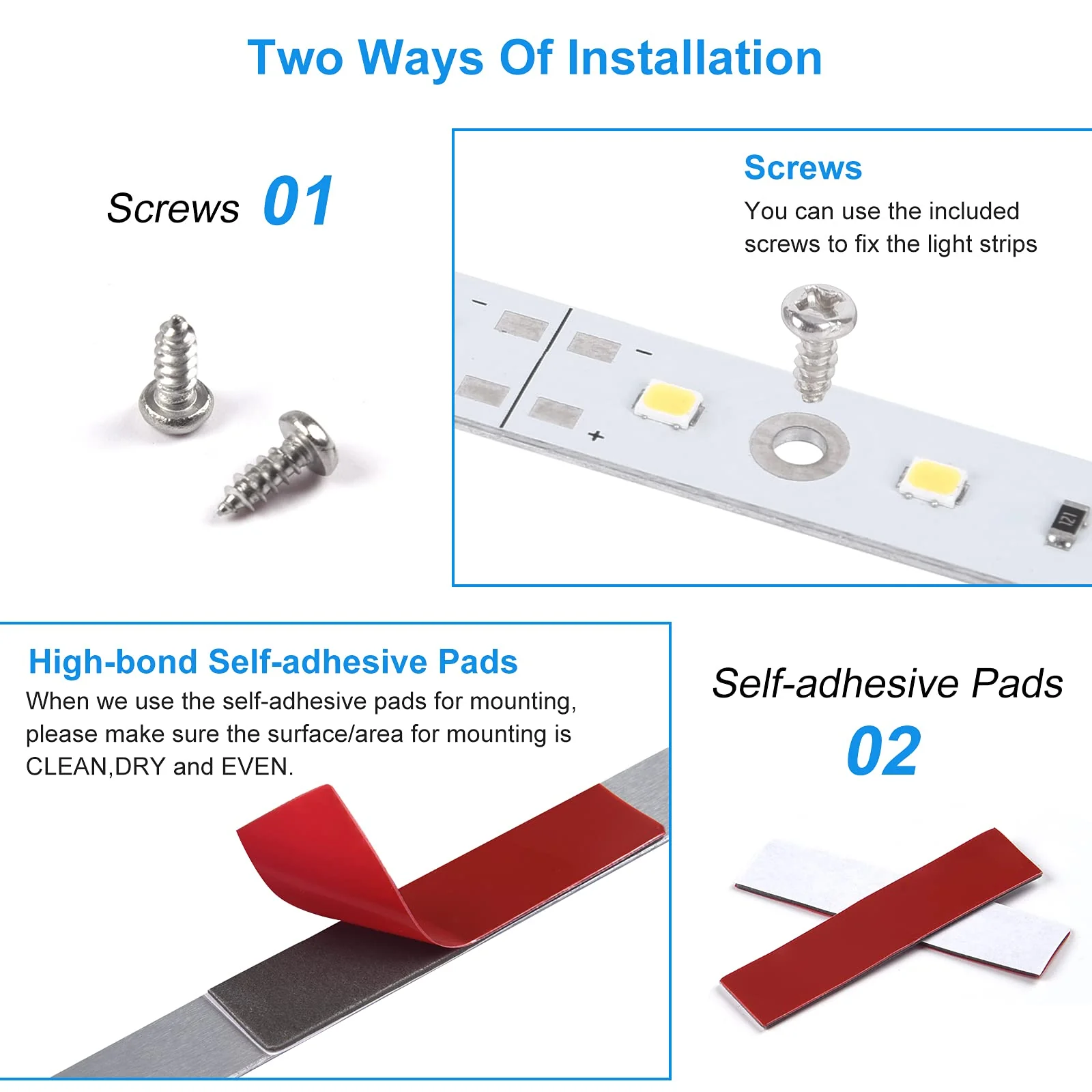 Under Cabinet LED Lighting Kit for Kitchen Cabinets Counter Shelf Bookcase Closet. 6 PCS 12 Inches LED Light Strip with Adapter Switch Dimmer Extension Cable. Plug in. Dimmable. Daylight White 5000K. Daylight 5000K - Image 7