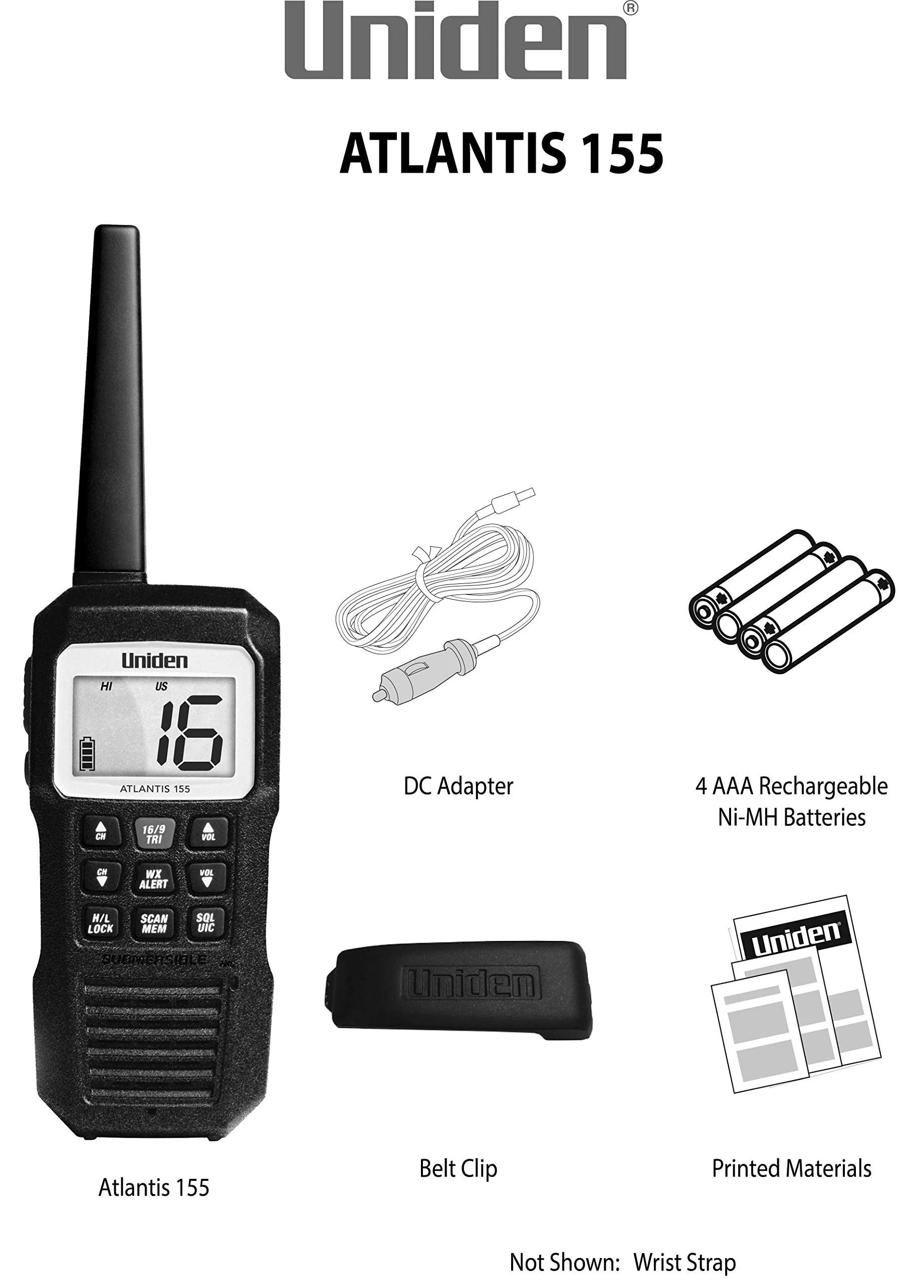 Uniden Atlantis 155 Handheld Two-Way VHF Marine Radio, Floating IPX8 Submersible Waterproof, Dual-Color Screen, All USA/International/Canadian Marine Channels, NOAA Weather Alert, 10 Hour Battery - Image 4