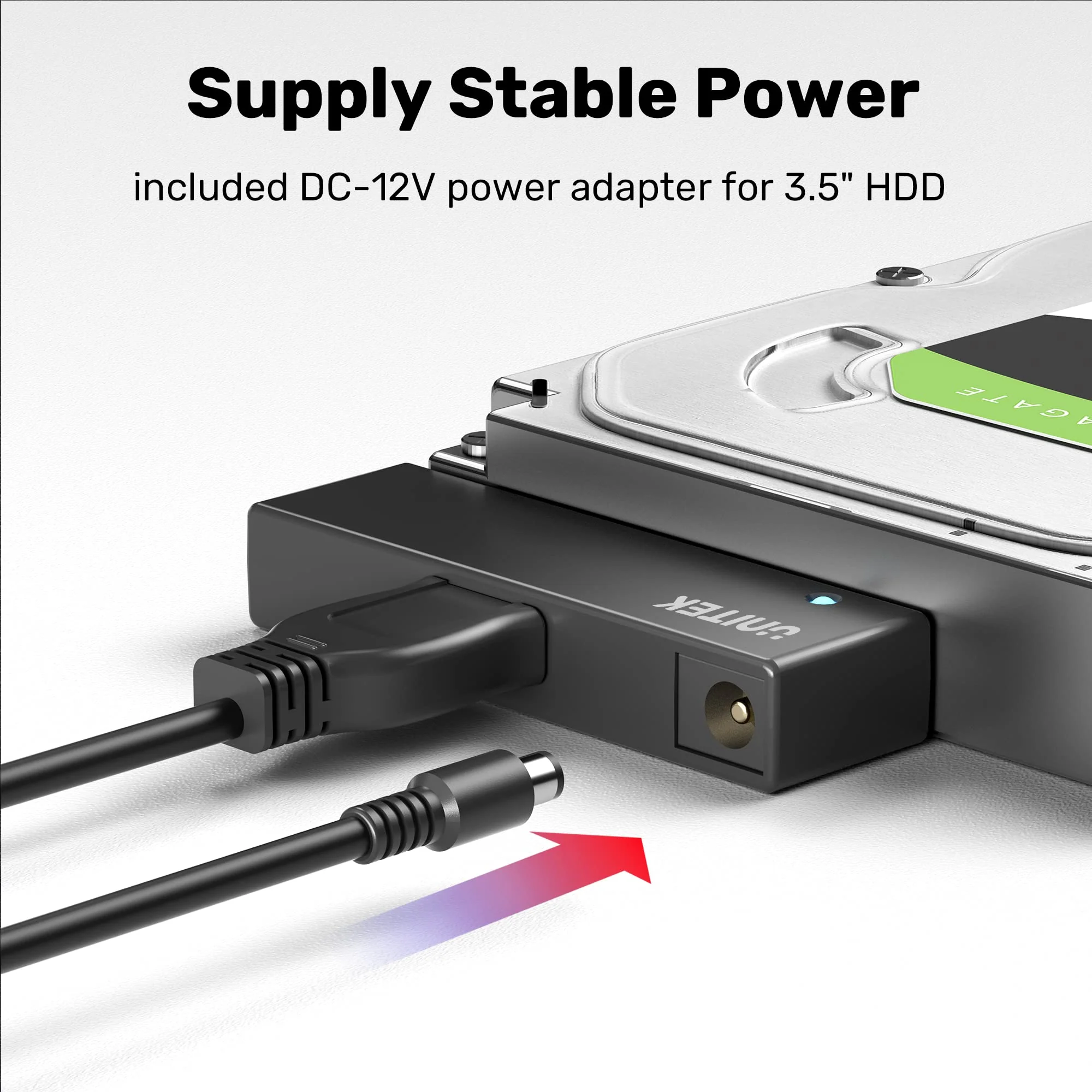 Unitek USB 3.0 to SATA III Hard Drive Adapter External Kit Cable for 2.5 3.5 Inch HDD/SSD Hard Drive Disk, Optical Drive, with 12V/2A Power Adapter, Support UASP USA A to SATA - Image 2