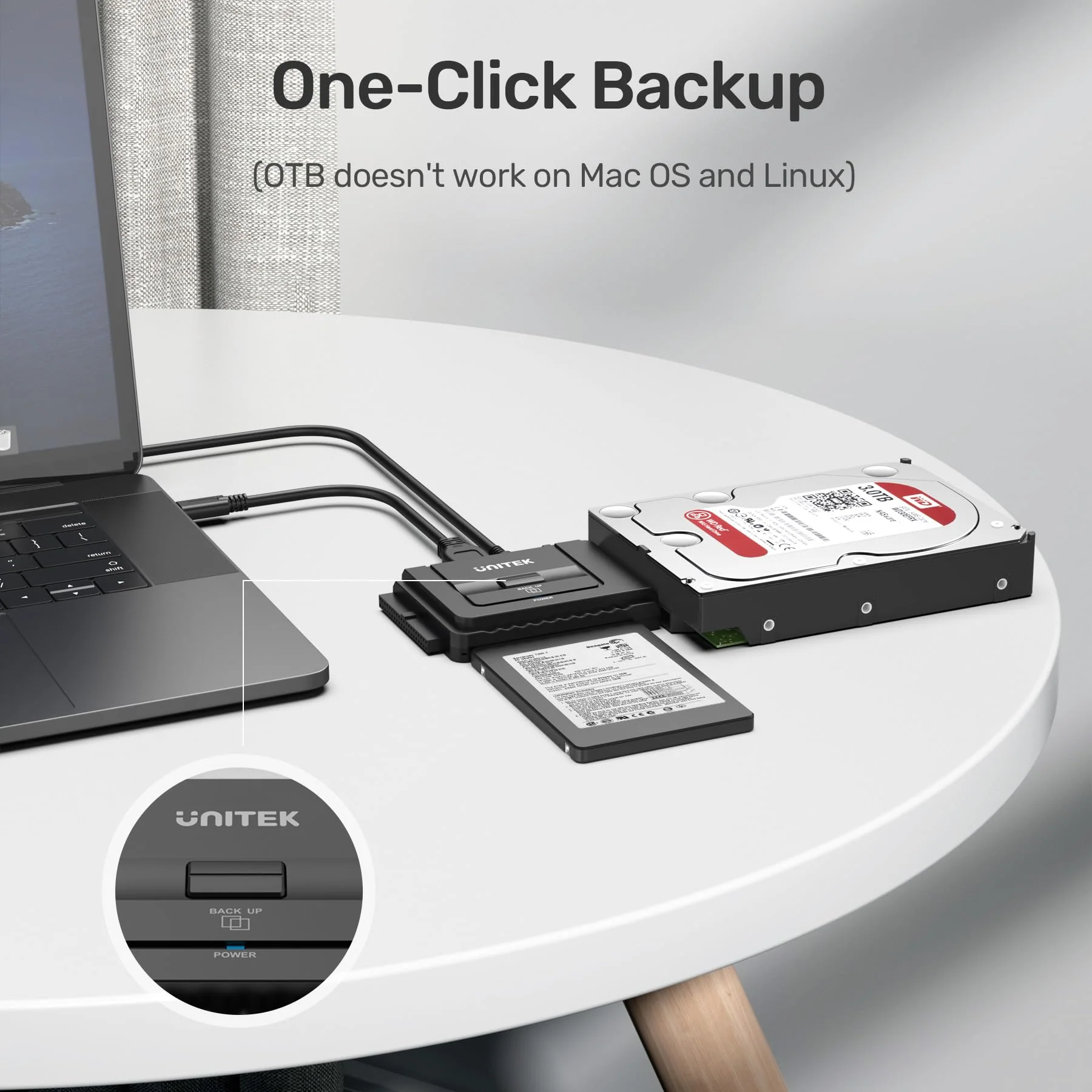 Unitek USB C to IDE and SATA Converter External Hard Drive Adapter Kit for Universal 2.5/3.5 HDD/SSD Hard Drive Disk, One Touch Backup Function, Included 12V/2A Power Adapter Type-C Hard Drive Adapter - Image 3