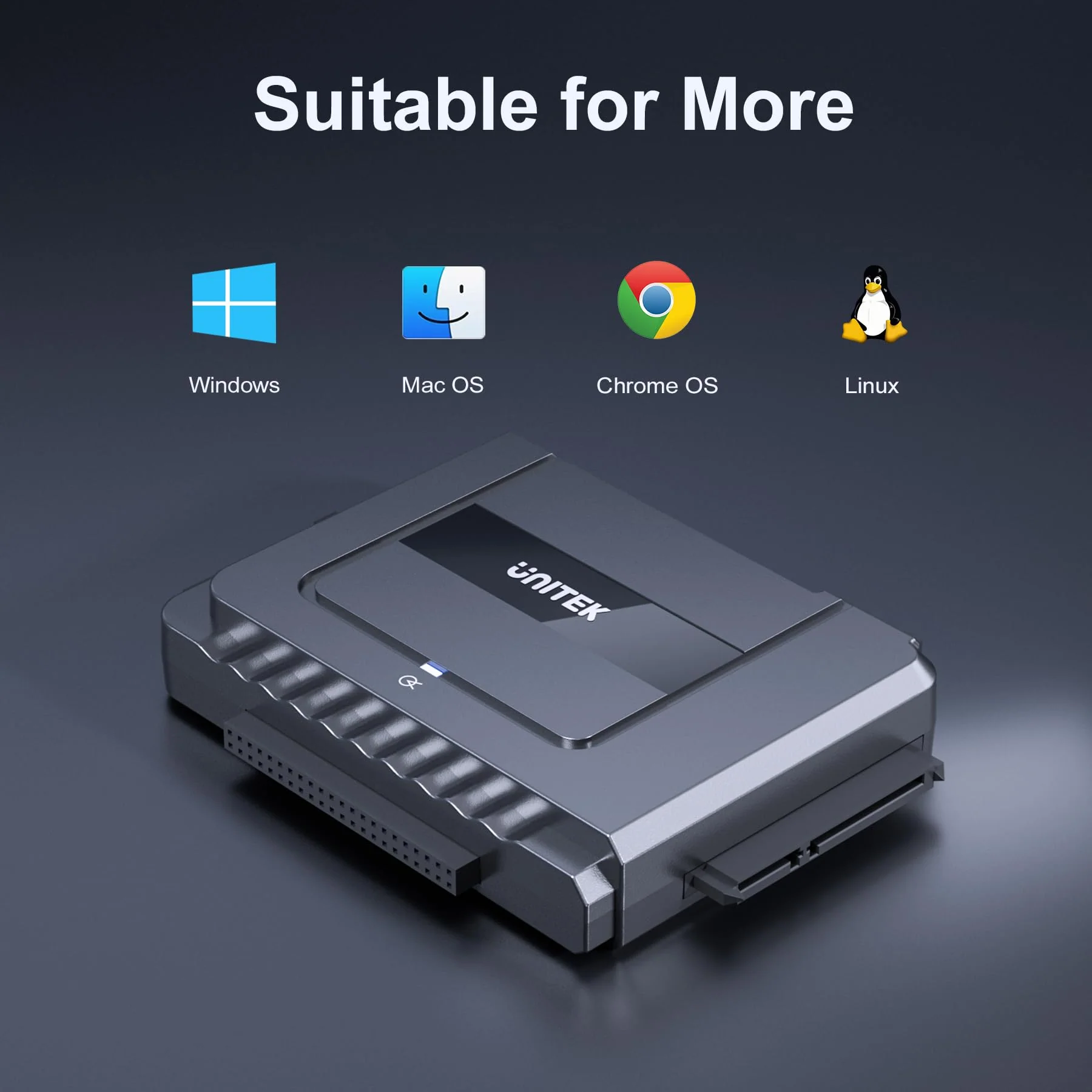 Unitek USB C to SATA 6Gbps IDE Adapter External Hard Drive Adapter Converter Kit for Universal 2.5/3.5 inch HDD/SSD Hard Drive Disk, DVD-ROM/CD-ROM/CD-RW, with USB A Connector & 12V/2A Power Adapter USB C 6Gbps SATA & 5 Gbps IDE - Image 6