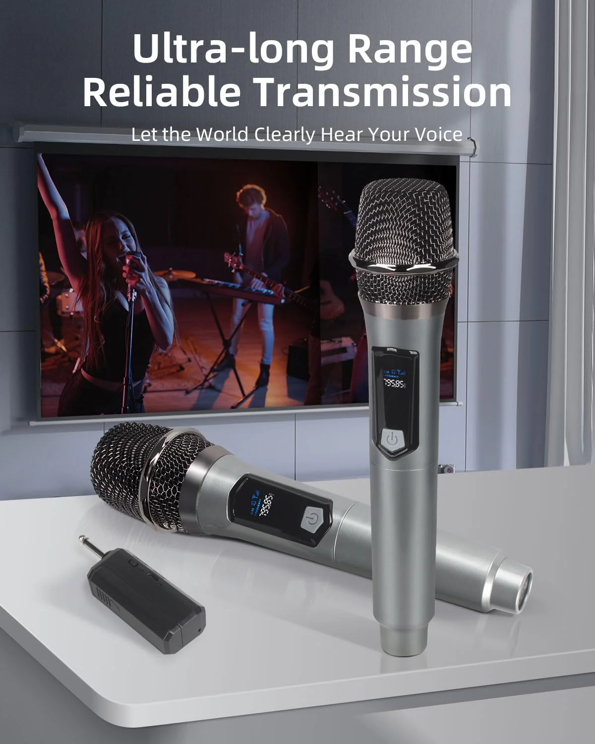 Unitrile for Sing, Play, and Activities, 2.4GHz Hi-Rise Wind with Rechargeable Receiver, 200 Feet Gold Mist 2 Pieces for Karaoke, Pa System (Black) Black - Image 6