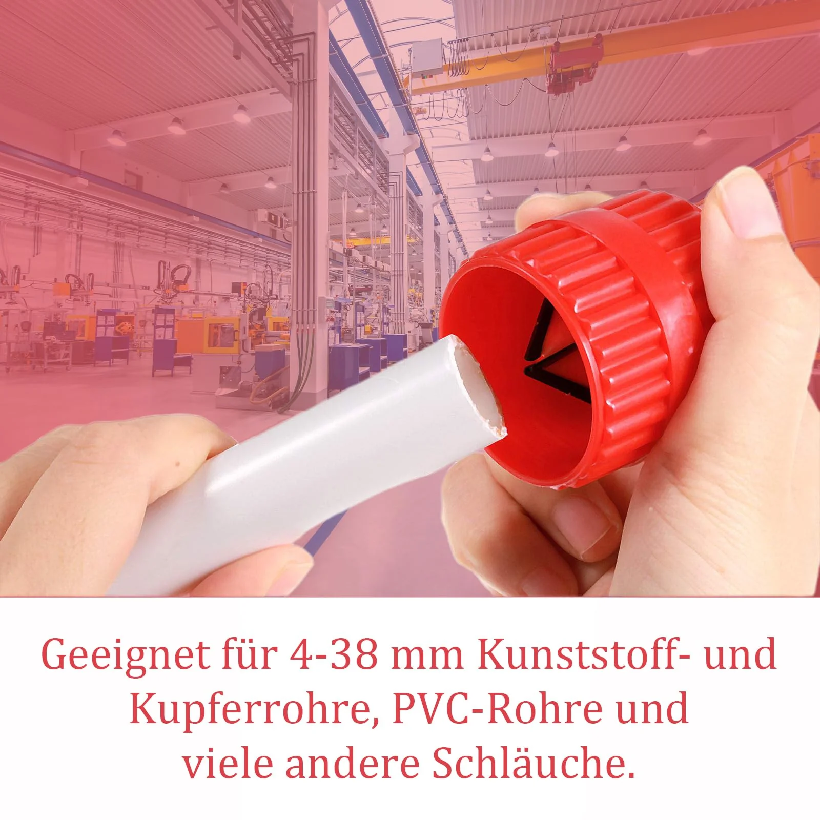 Universal 2-in-1 Copper Pipe Deburring Tool Deburring Tool Plastic Copper Pipe for Cleaning Work Indoor and Outdoor Pipe, 5-38 mm, Red (Pack of 1) - Image 6