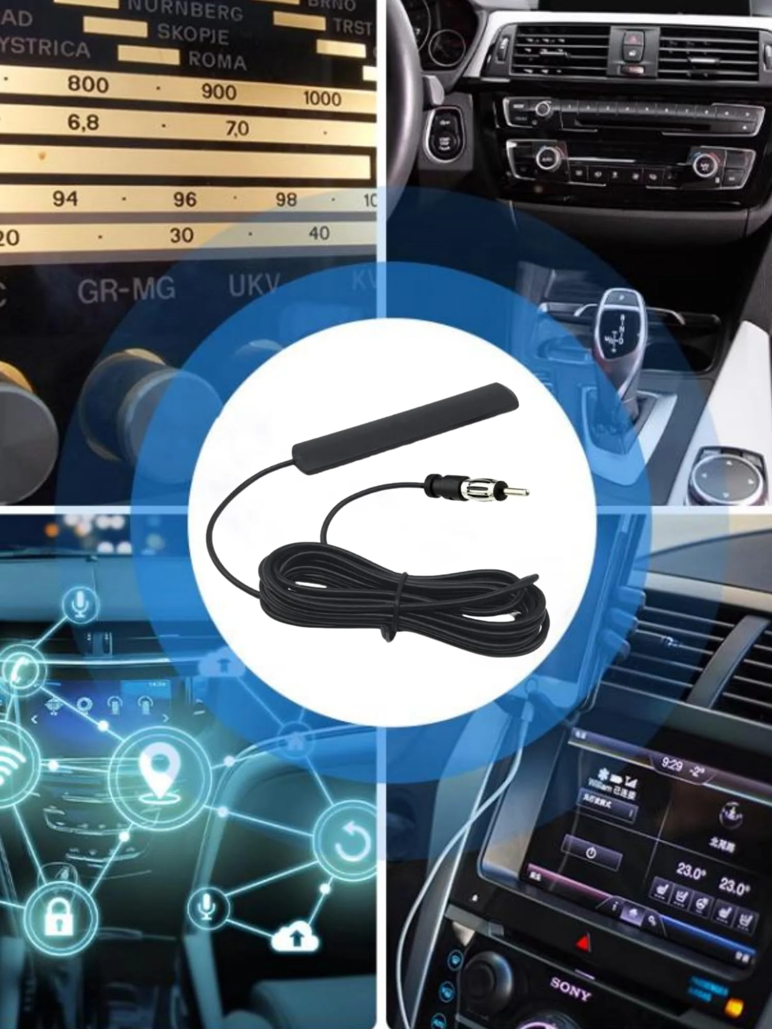 Universal Car Radio Antenna Car Stereo FM AM Hidden Adhesive Mount Patch Antenna Car Radio Media Receiver Player Amplifier Antenna Connector for Vehicle Truck SUV Car - Image 7