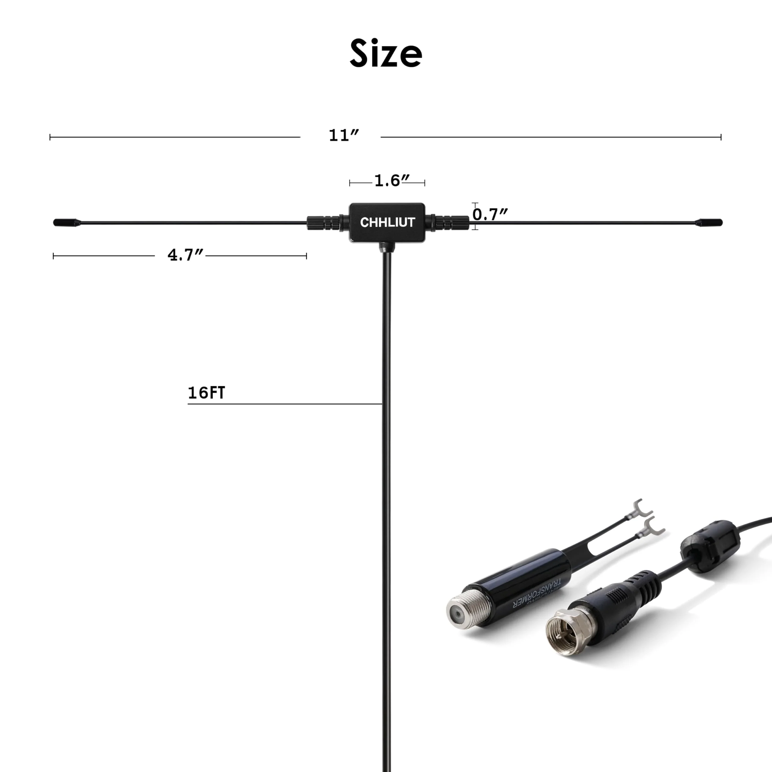 Universal FM Radio Dipole Antenna, 75 Ohm, 16ft, Screw F Male Plug for Home AV Audio Stereo Receiver Indoor - Image 4