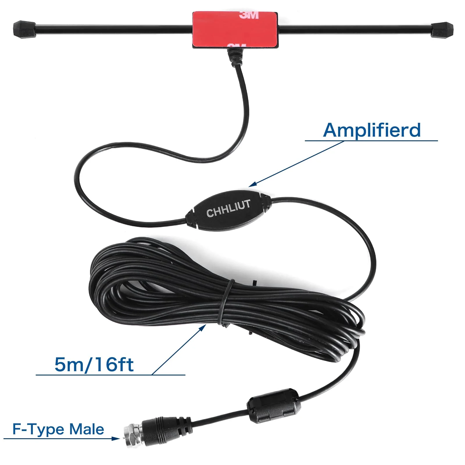 Universal FM Radio Dipole Antenna Screw F Male Plug for Home AV Audio Stereo Receiver Indoor 75 Ohm 16ft - Image 2