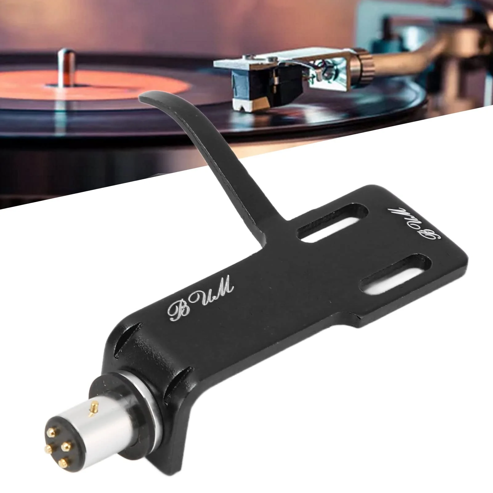 Universal Phonograph Head Shell,Phonograph Turntable Headshell,Aluminum Alloy Headshell Cartridge Keeper, Stand Stand,for Record Players (Black) - Image 9