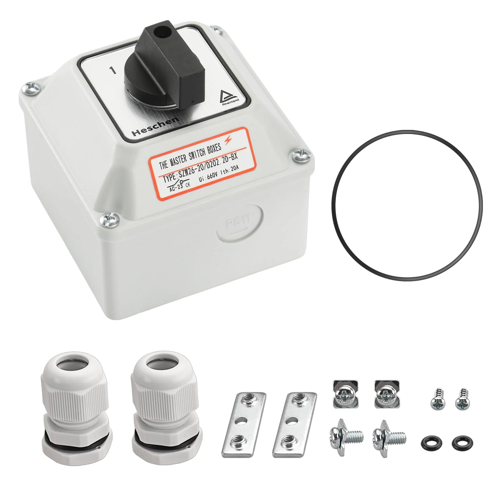 Universal Rotary Cam Selector Changeover Switch, SZW26-20/D202.2D, 660V 20A, ON-Off-ON, 3 Position 2 Phase 8 Terminals, with Master Switch Exterior Box (Bigger Box) Bigger Box - Image 6