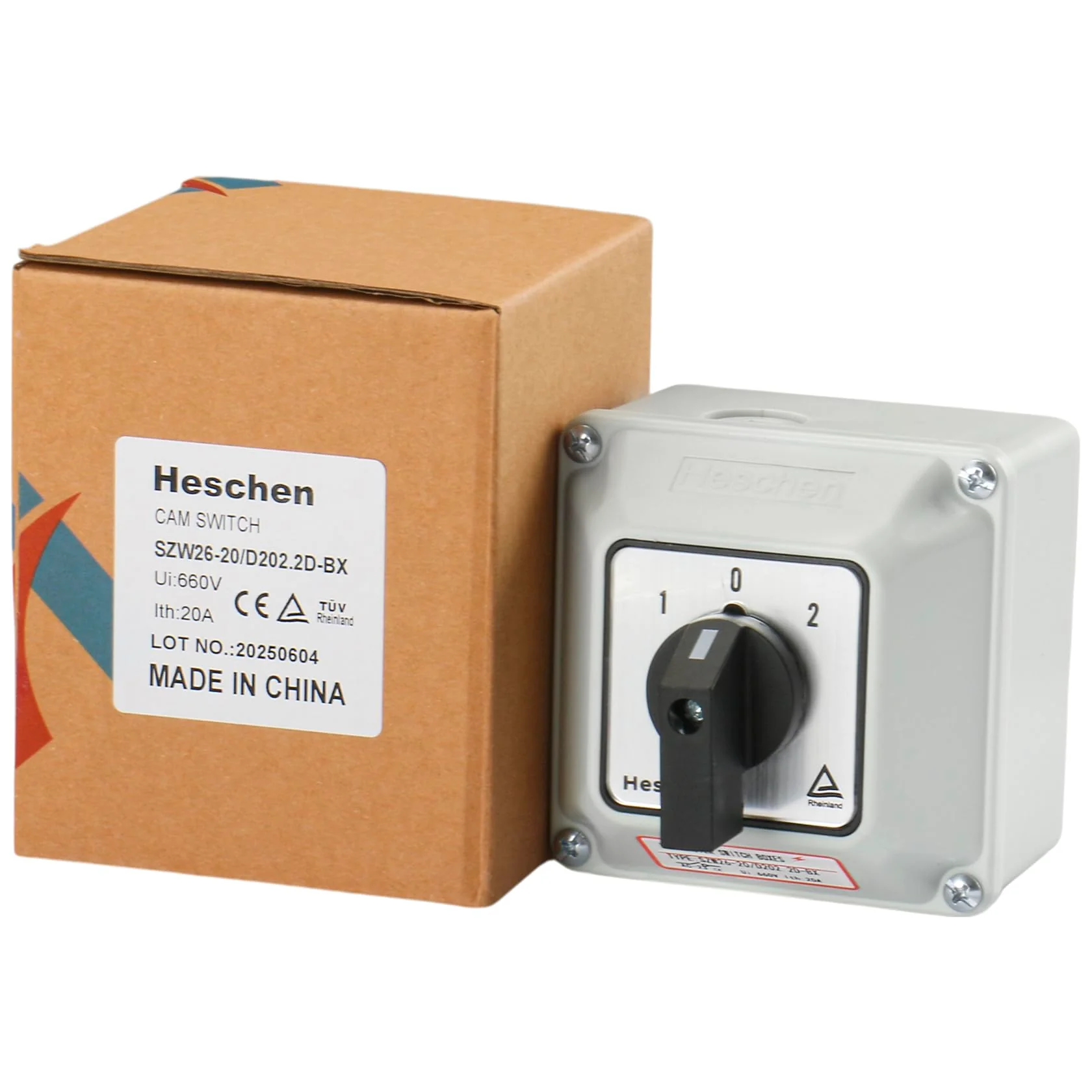 Universal Rotary Cam Selector Changeover Switch, SZW26-20/D202.2D, 660V 20A, ON-Off-ON, 3 Position 2 Phase 8 Terminals, with Master Switch Exterior Box (Bigger Box) Bigger Box - Image 7
