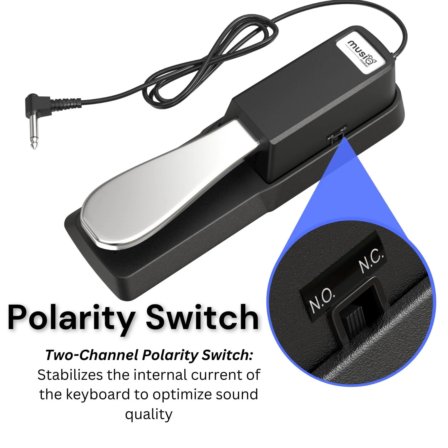 Universal Sustain Pedal for Digital Piano & Electronic Keyboard, Anti-slip Foot Pedal with Polarity Switch - Image 5