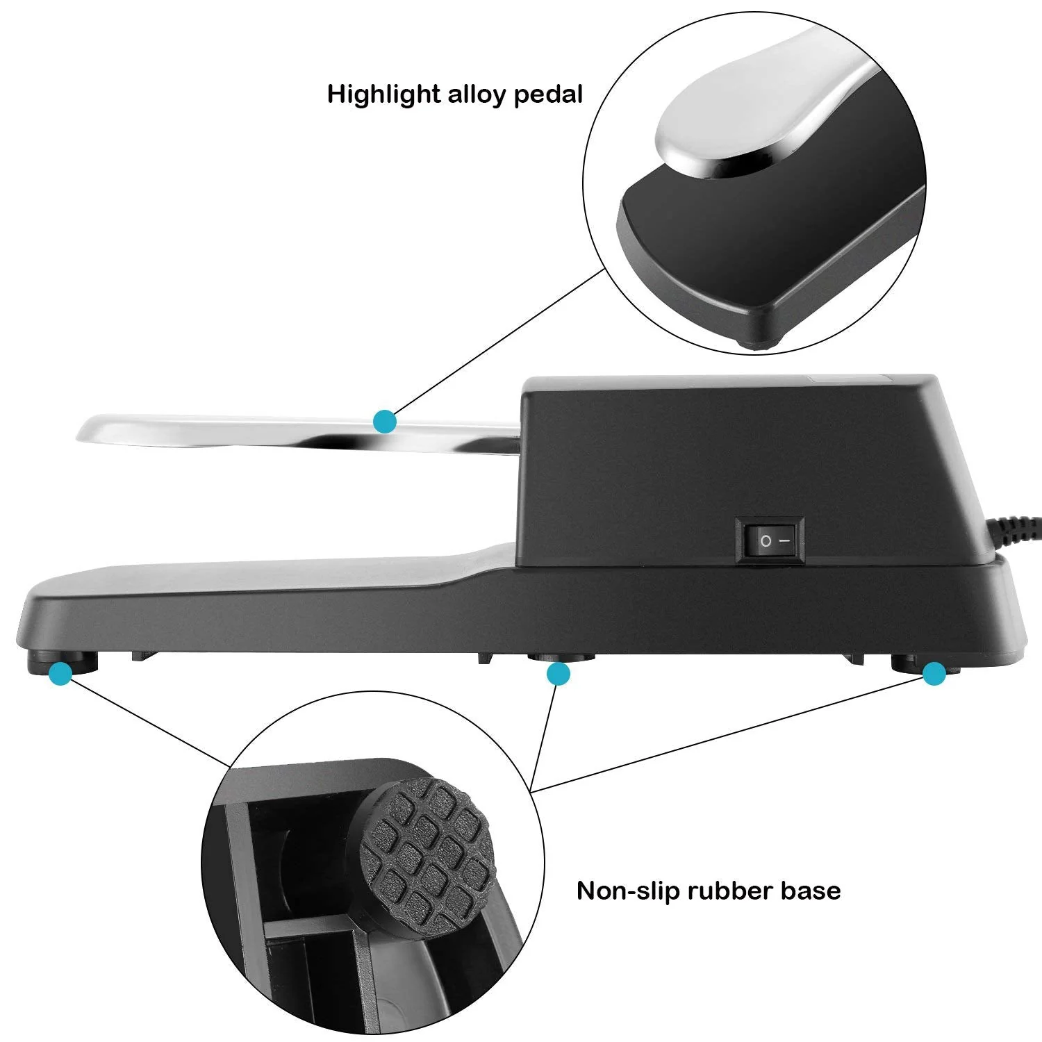 Universal Sustain Pedal Suitable for Yamaha Casio Roland Electronic Keyboards, Digital Piano & More Silver - Image 3