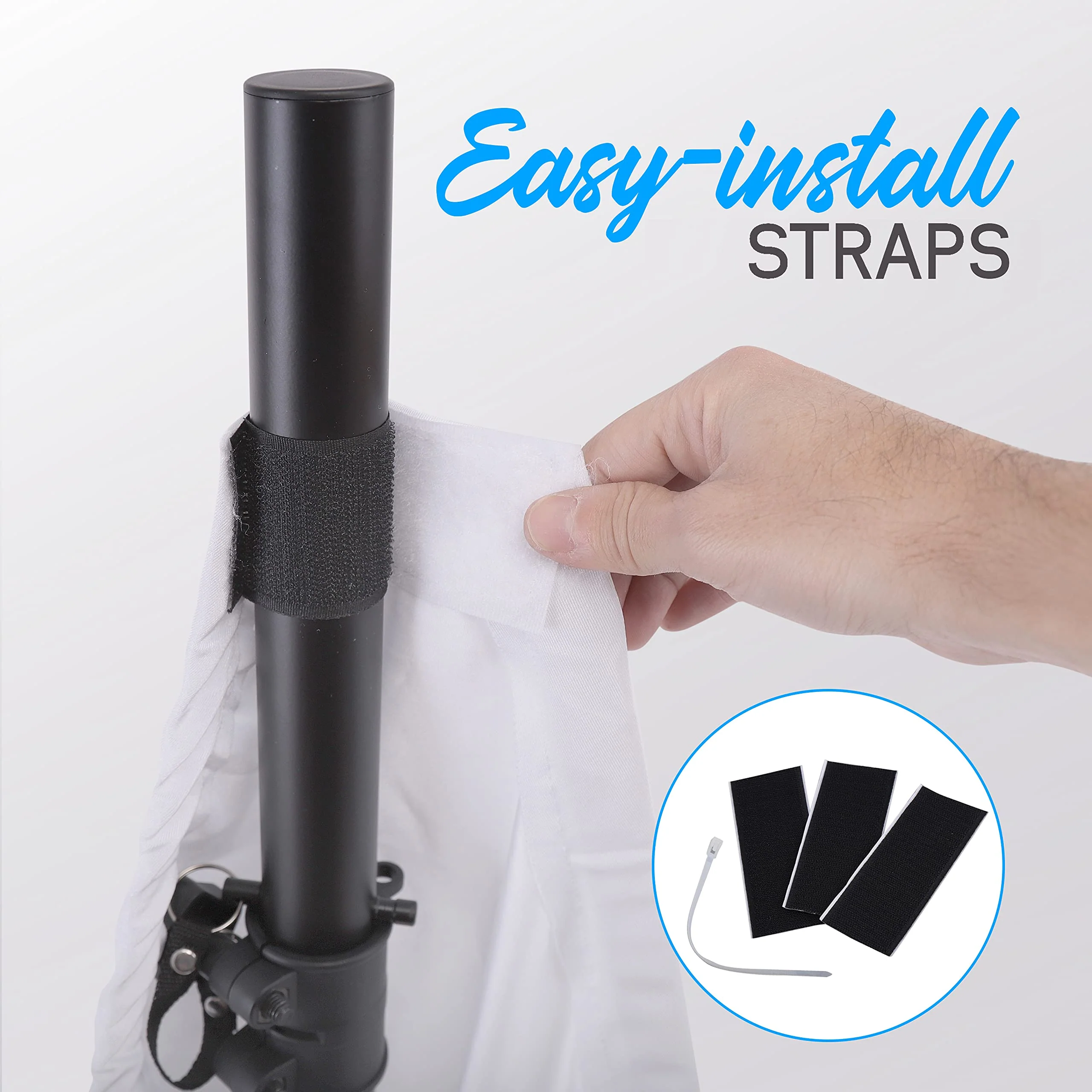 Universal Tripod Scrim-Double Sided DJ Speaker/Light Skirt Cover w/Velcro Straps, Bag, Made from Stretchable Lycra Spandex, Fit Stands Up to 75” x 43 PSCRIMW2 (White) White 2-Sided - Image 4