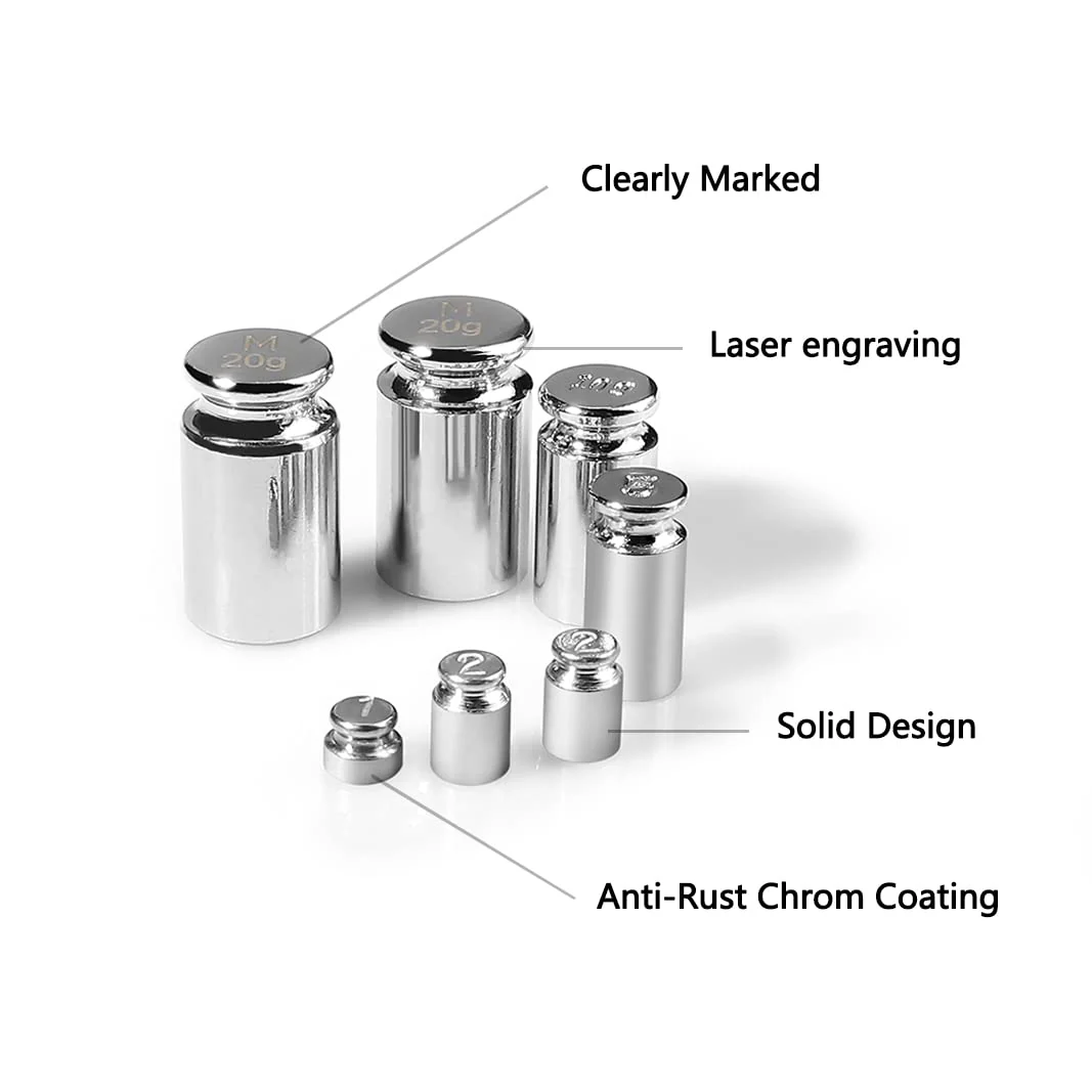 UNIWEIGH Calibration Weight Set, 7pcs 1-60g Calibration Gram Scale Weights Kit, Small Test Weight for Digital Scale Balance, Includes: 1g*1, 2g*2, 5g*1,10g*1, 20g*2,1 Piece Tweezers large - Image 3